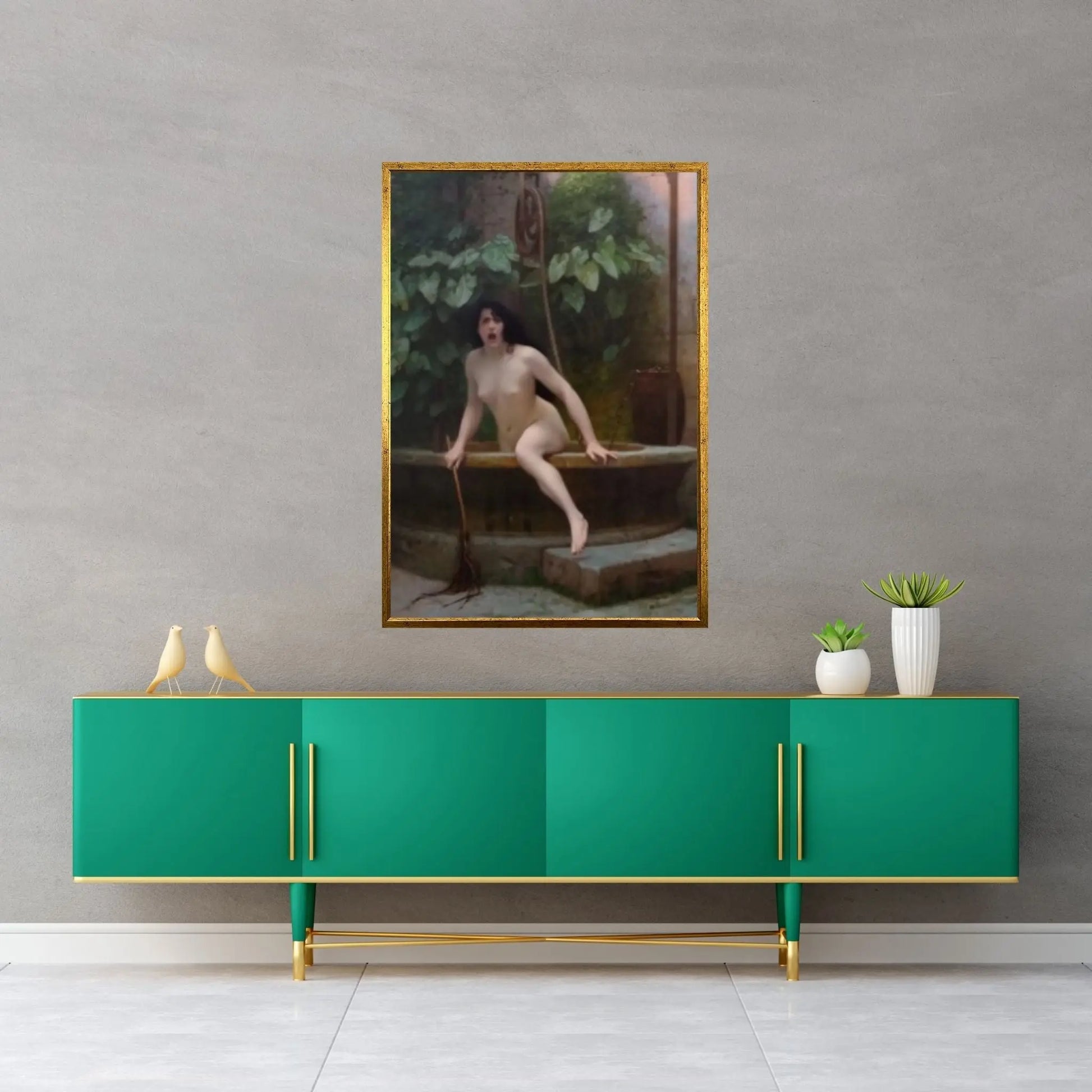 Jean-Léon Gérôme : Truth Coming Out of Her Well Canvas Wall Art Print Poster - Y Canvas