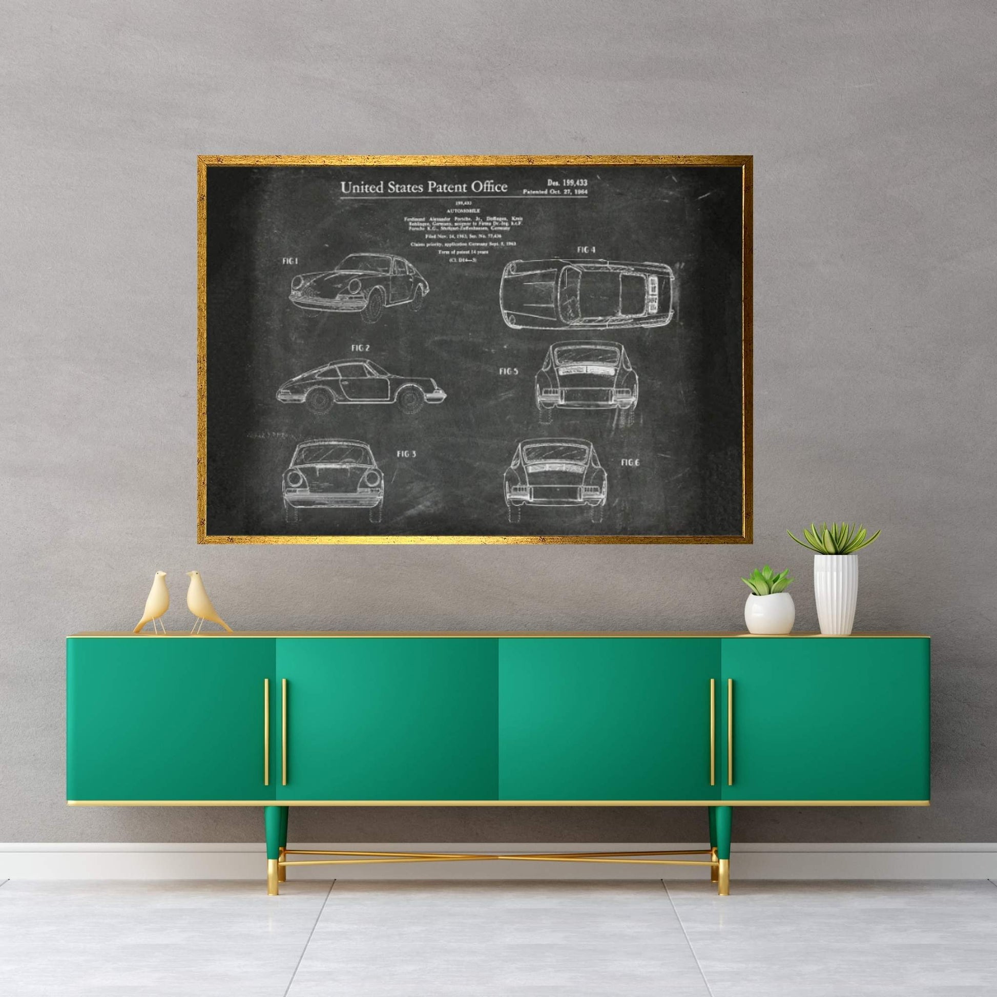 Automobile Porsche Patent II Canvas Wall Art - Y Canvas