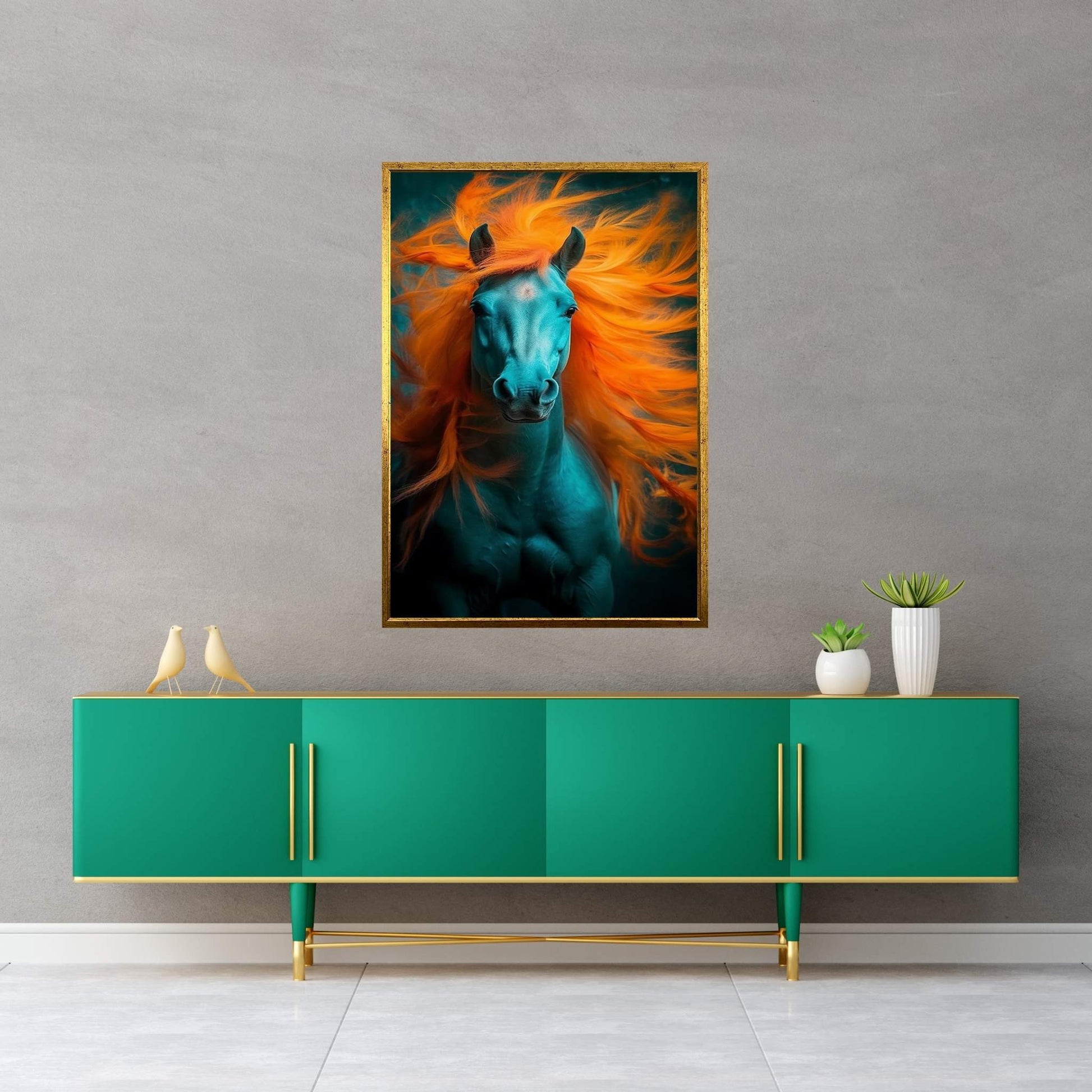 Beautiful White Horse Canvas Wall Art , Animal Wall Art - Y Canvas