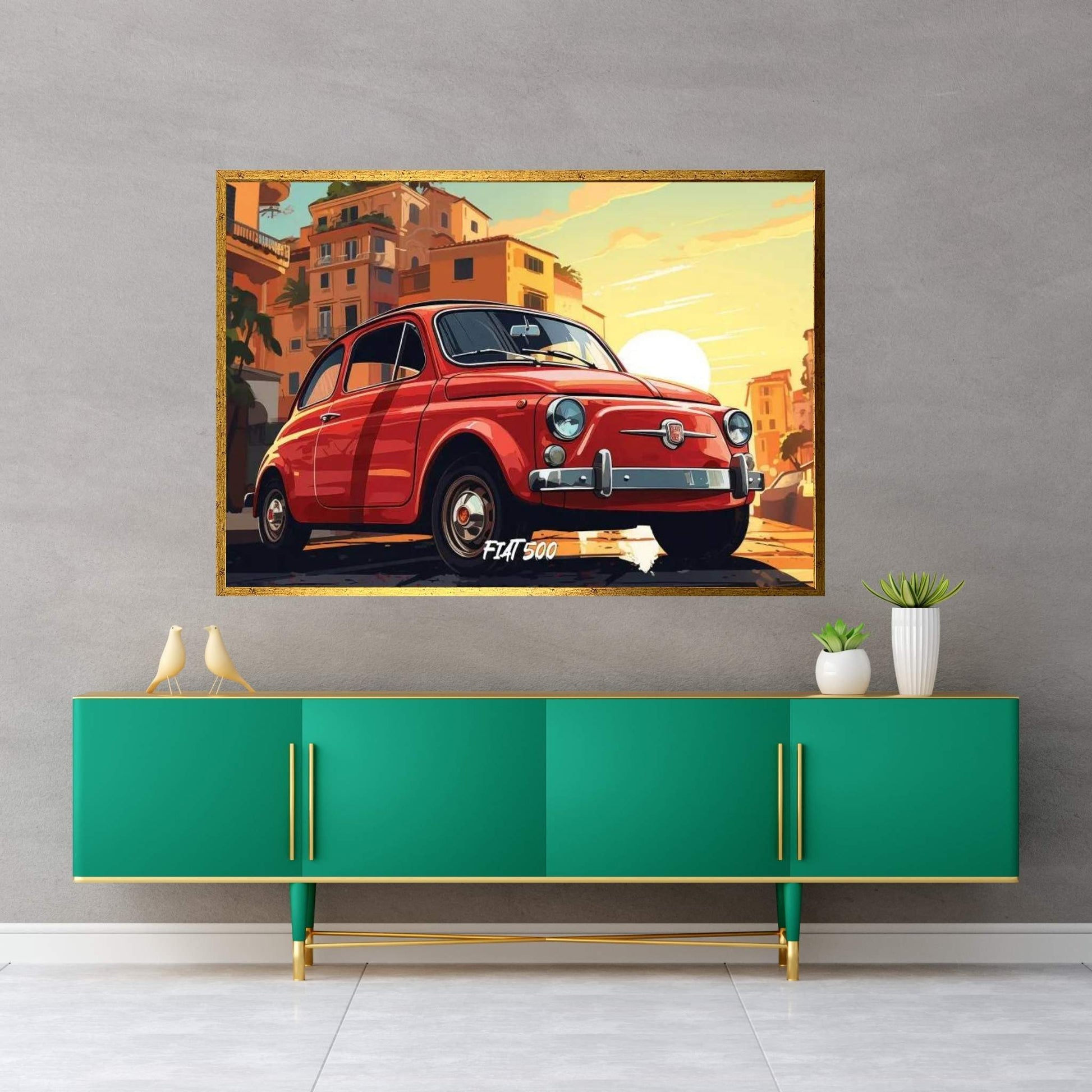 Fiat 500 Comic Canvas Wall Art - Y Canvas