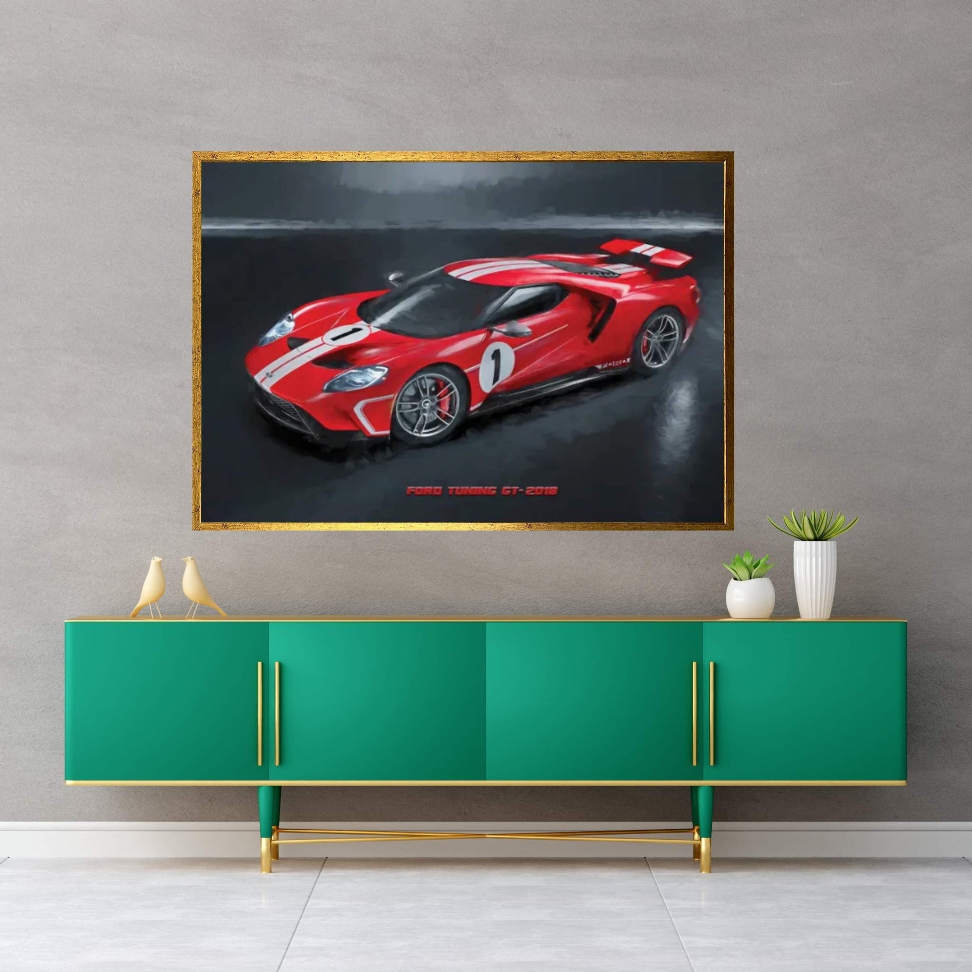 Ford Tuning GT In Watercolor Canvas Wall Art - Y Canvas