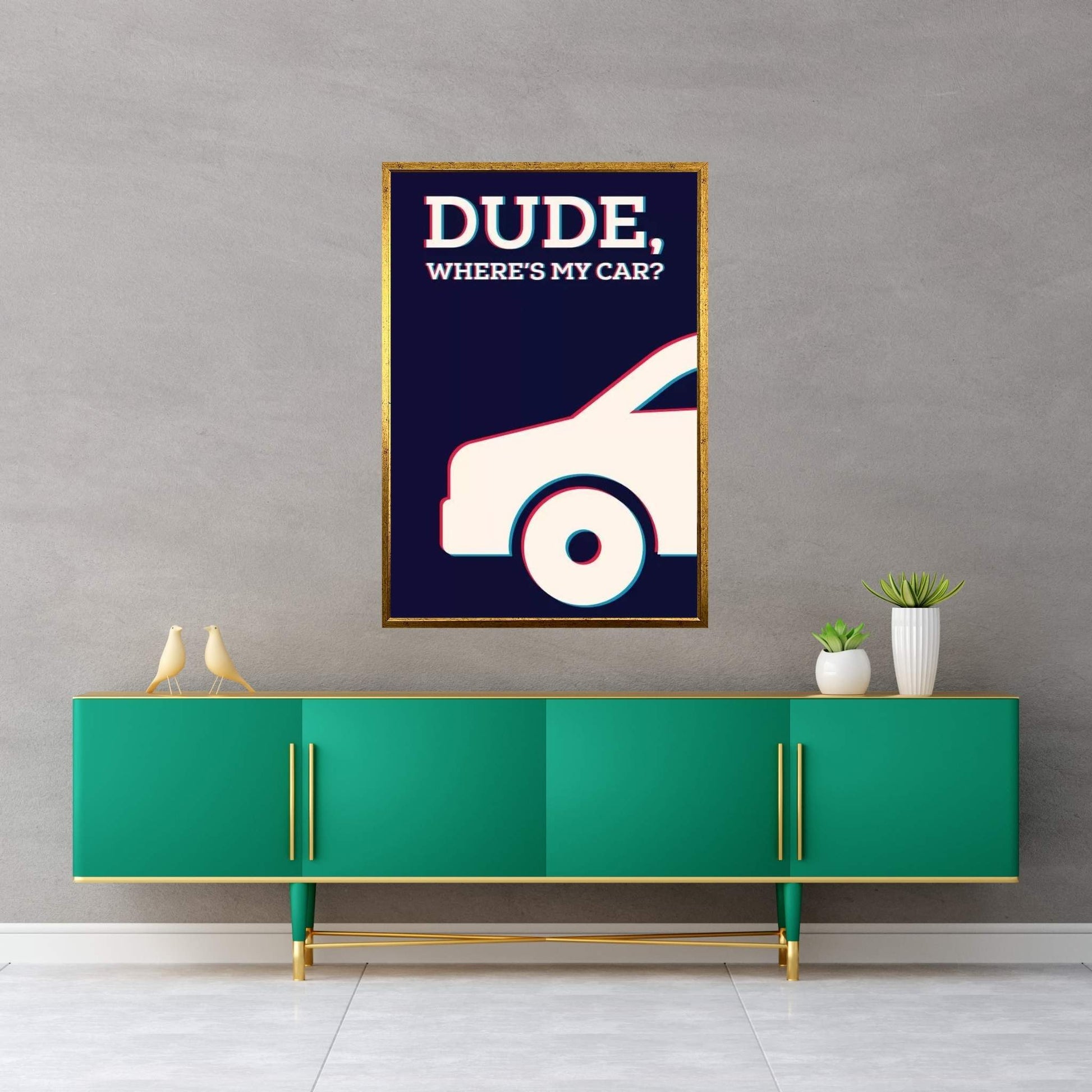 Dude Where's My Car Minimalist Poster Canvas Wall Art - Y Canvas