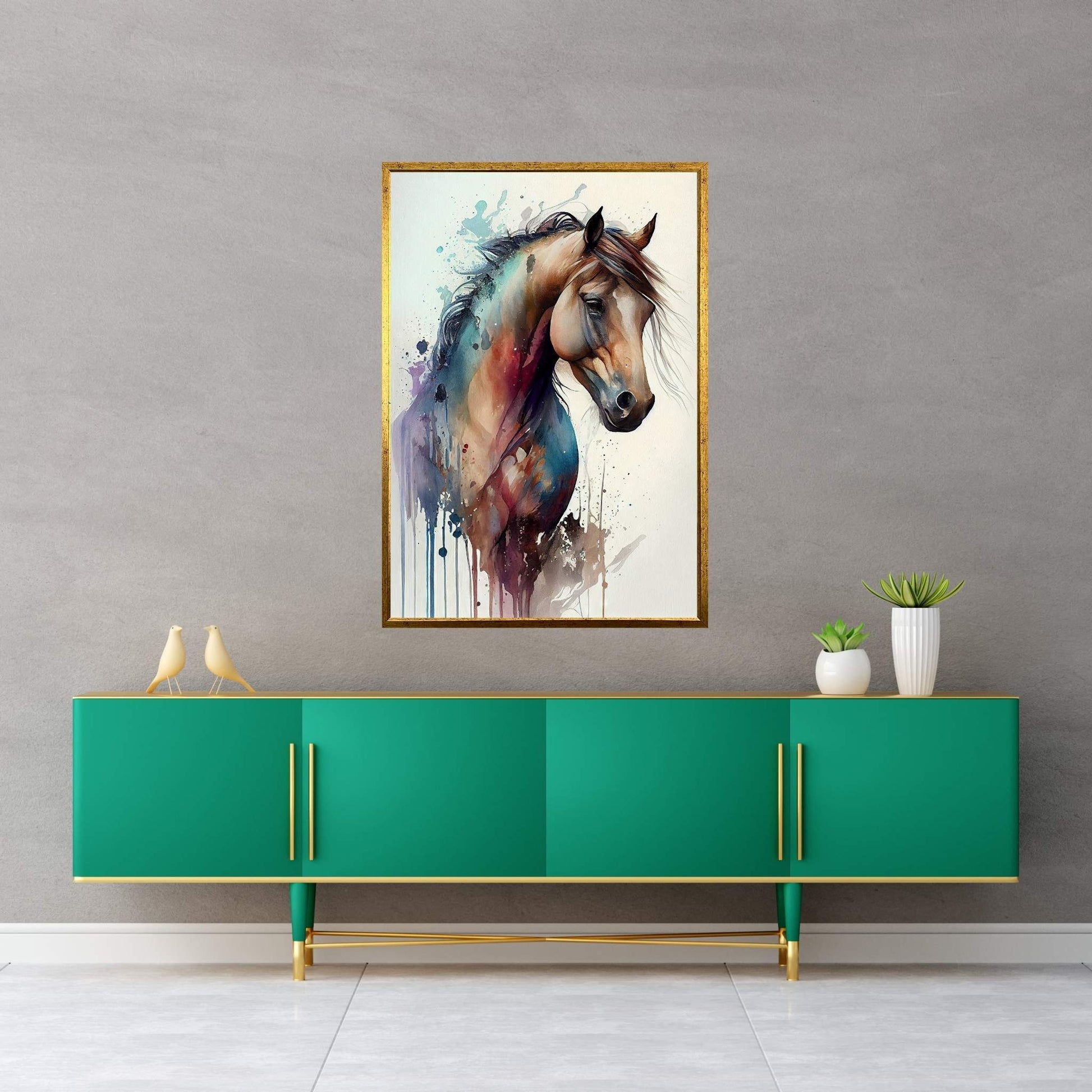 Colorful Horse Modern Abstract Animal Canvas Wall Art - Y Canvas