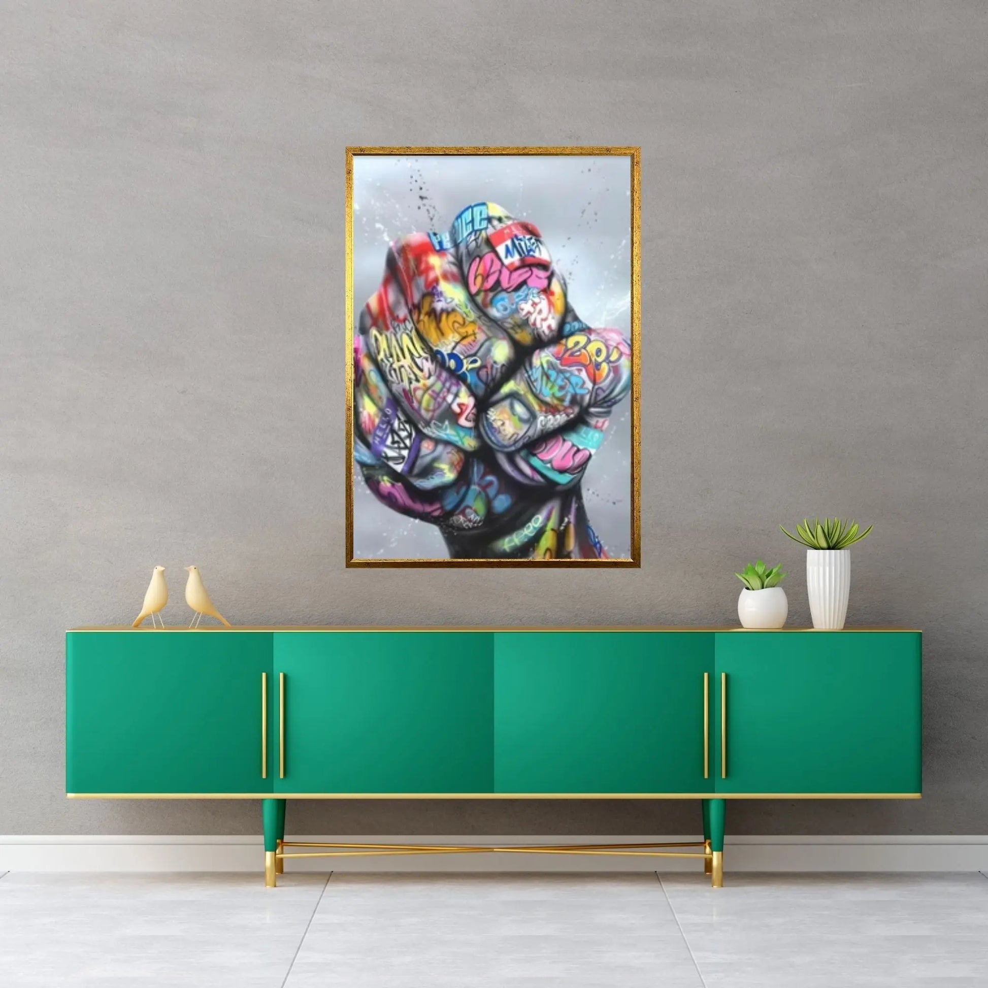 Banksy Canvas Wall Art, Creation of Adam Decor, Creation of Graffiti Adam - Y Canvas