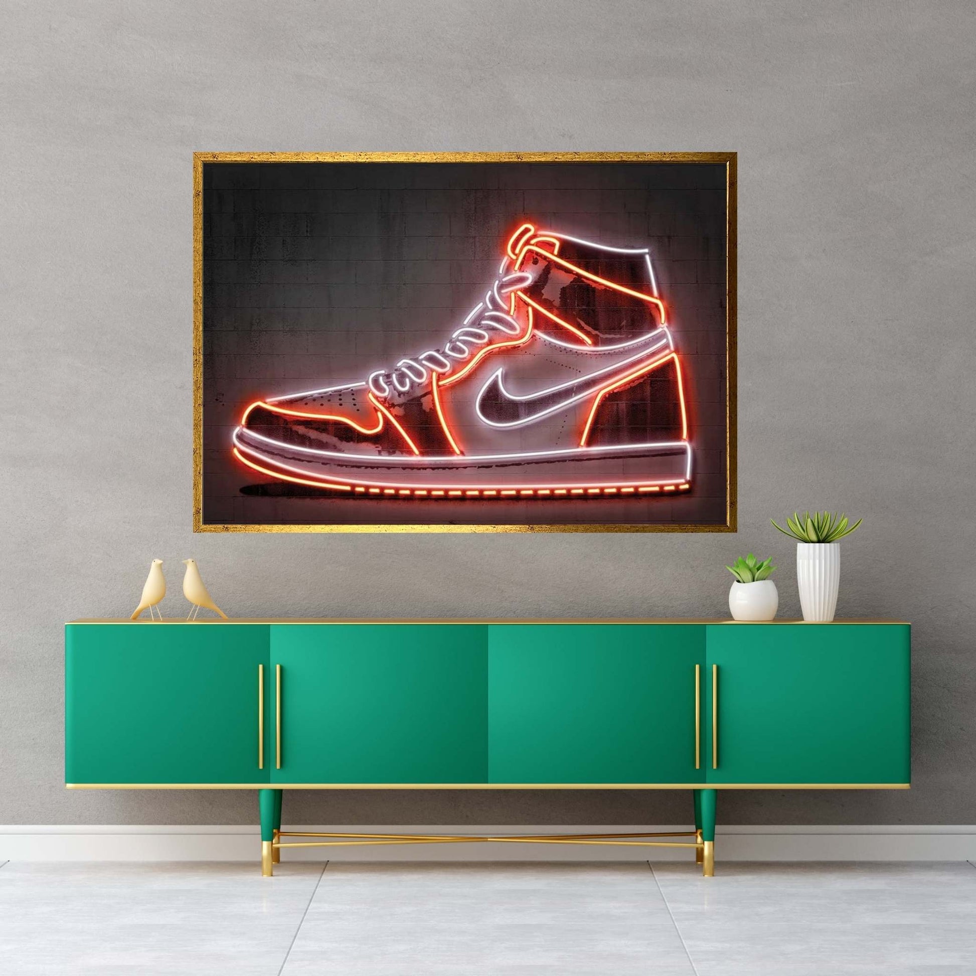 Jordan 1 Gold Canvas Wall Art - Y Canvas