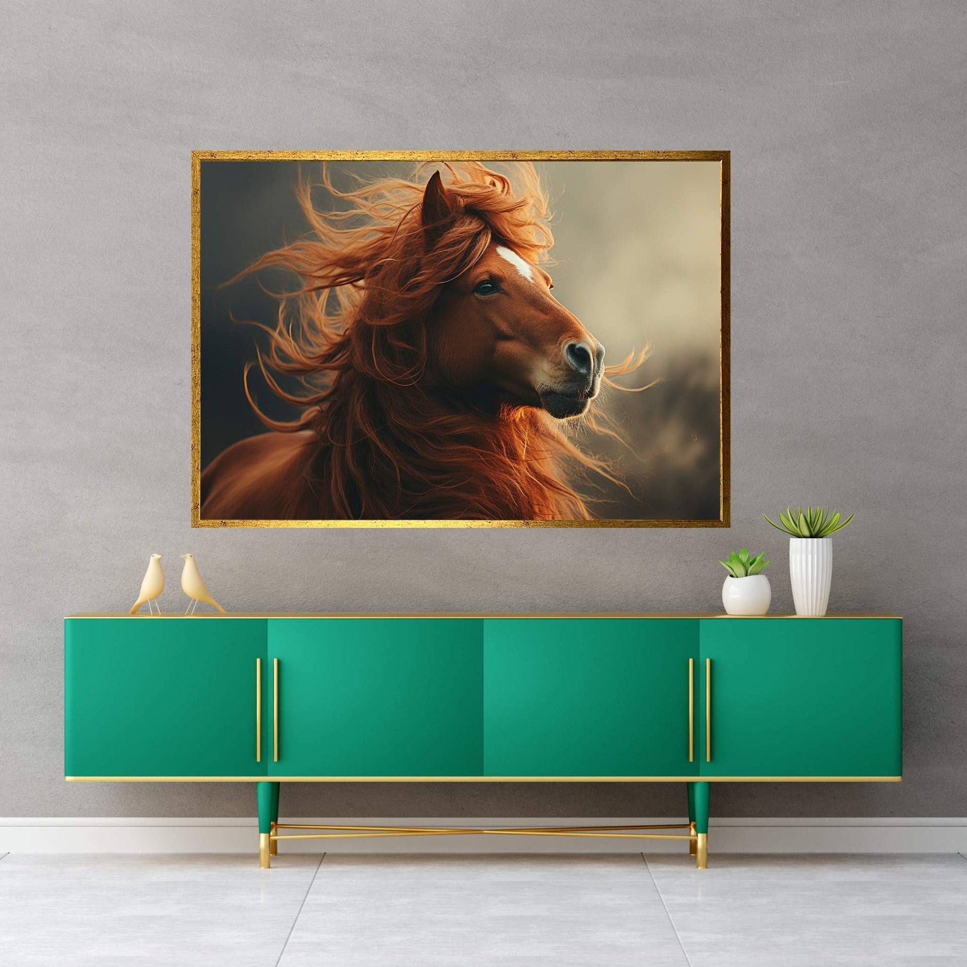 Beautiful Brown Horse Canvas Wall Art , Animal Wall Art - Y Canvas