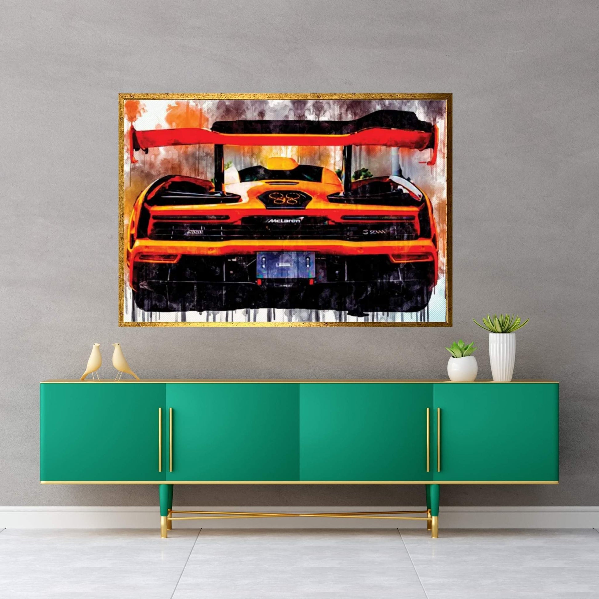 Mclaren Senna Rear View Orange Hypercar Orange Supercar British Sports Cars Canvas Wall Art - Y Canvas