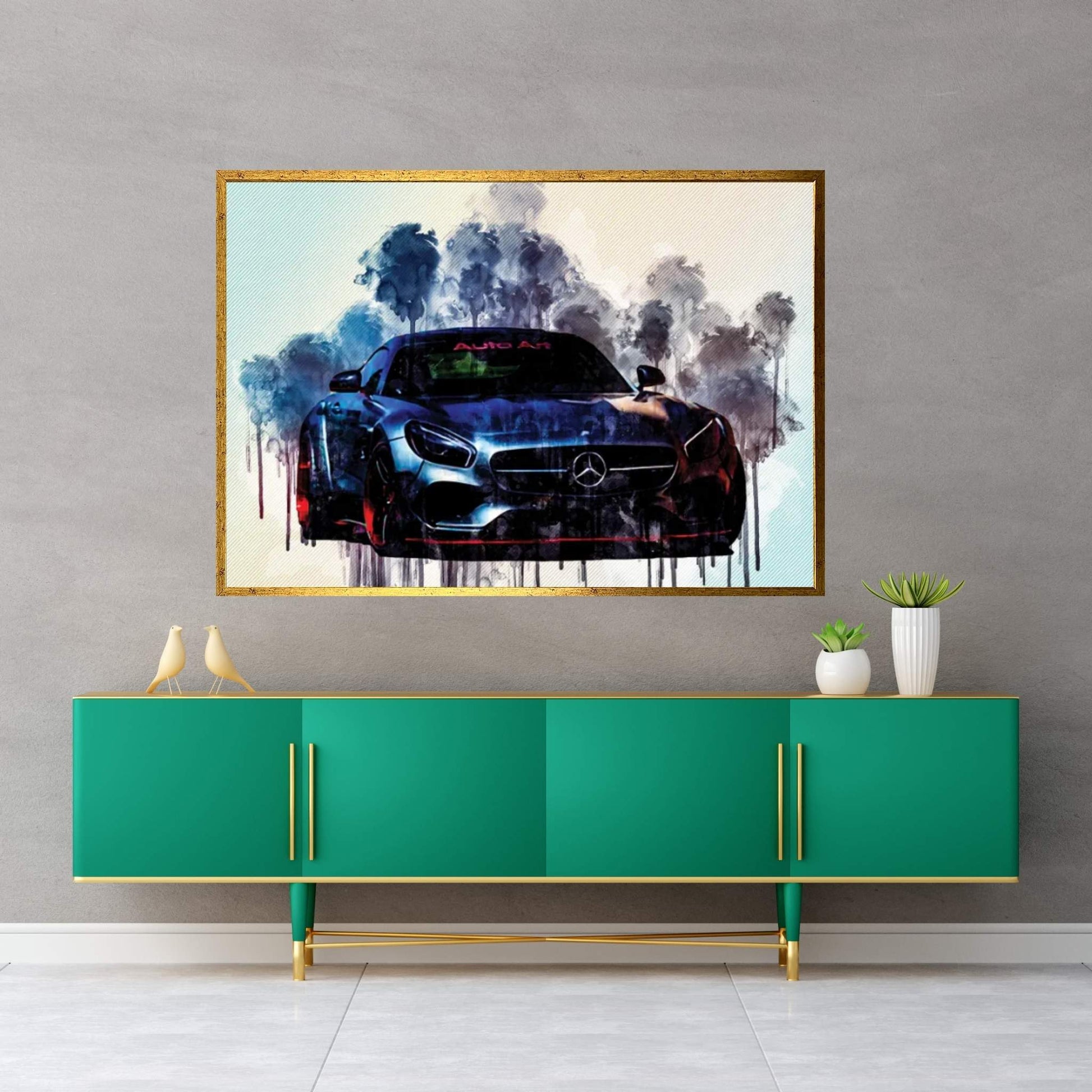 Mercedes Gts Amg 2017 Prior Design Red Black Wheels Tuning German Sports Cars Canvas Wall Art - Y Canvas