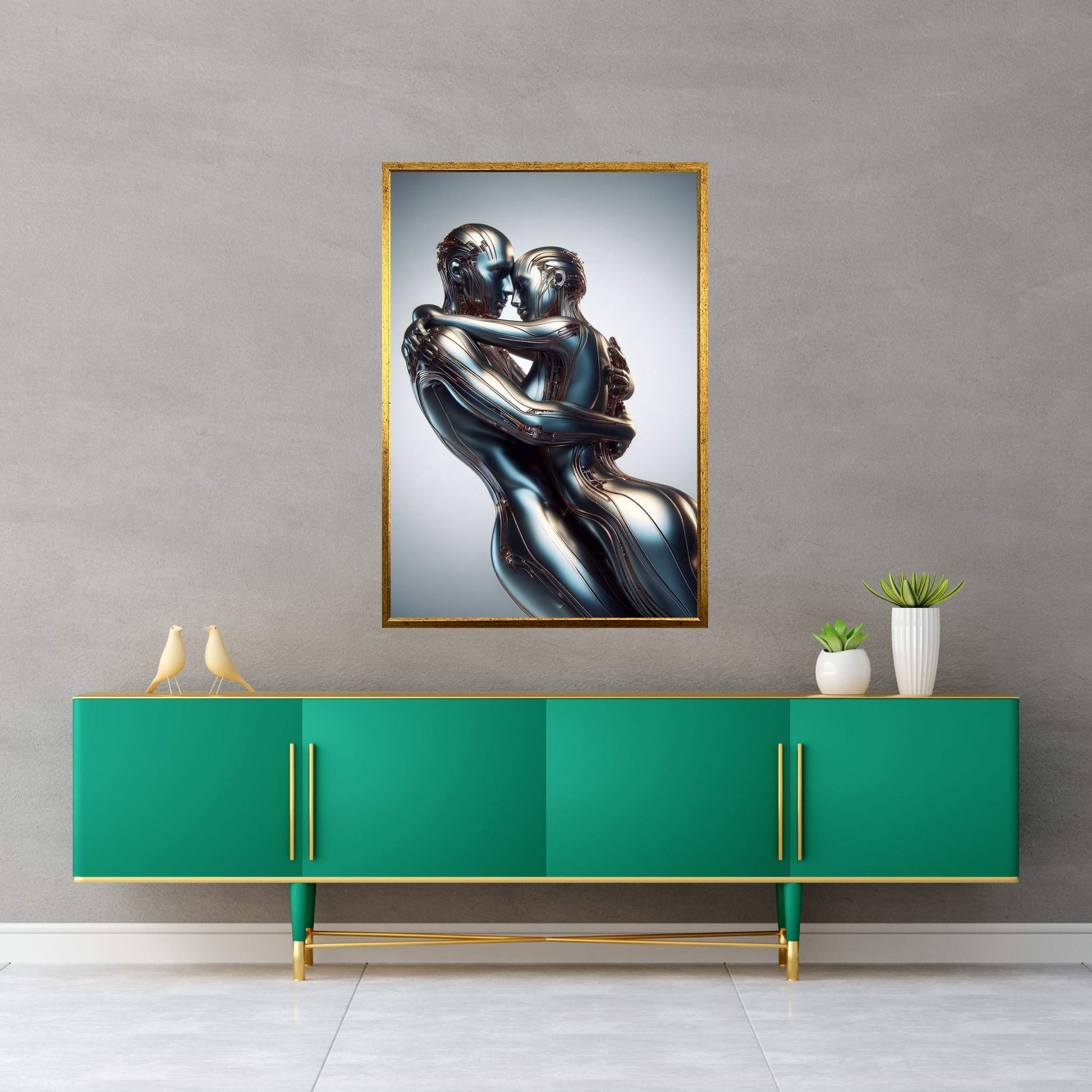 Metalic Love Couple Canvas Wall Art - Y Canvas