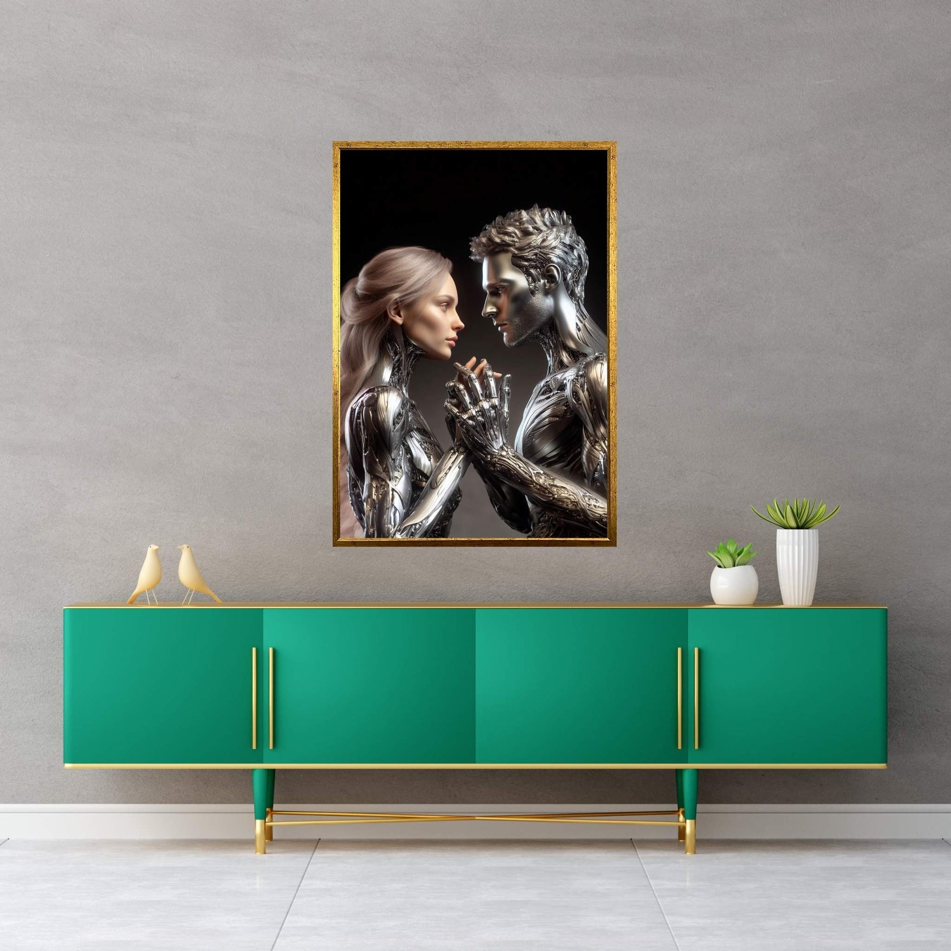 Metalic Love Couple Canvas Wall Art - Y Canvas