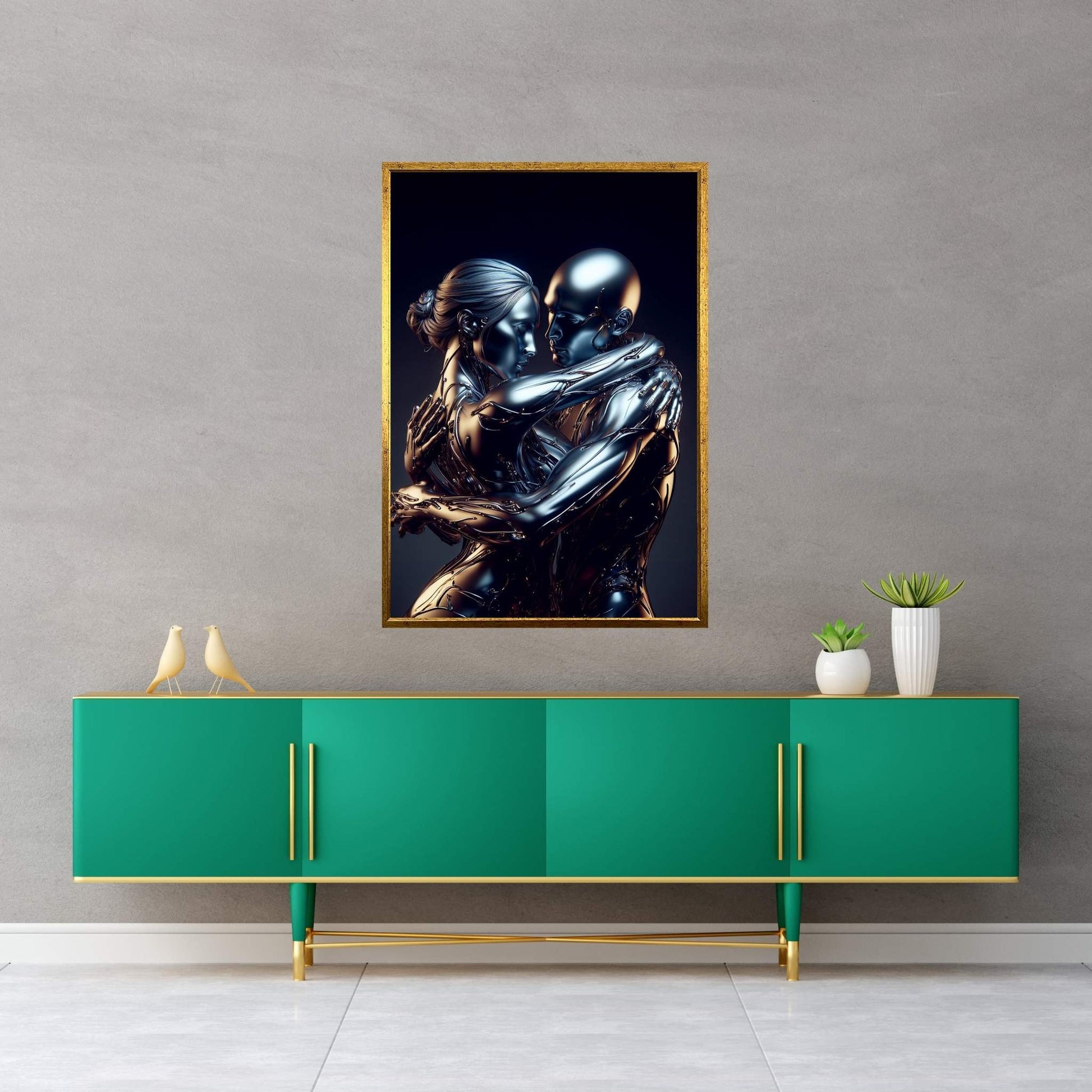 Metalic Love Couple Canvas Wall Art - Y Canvas