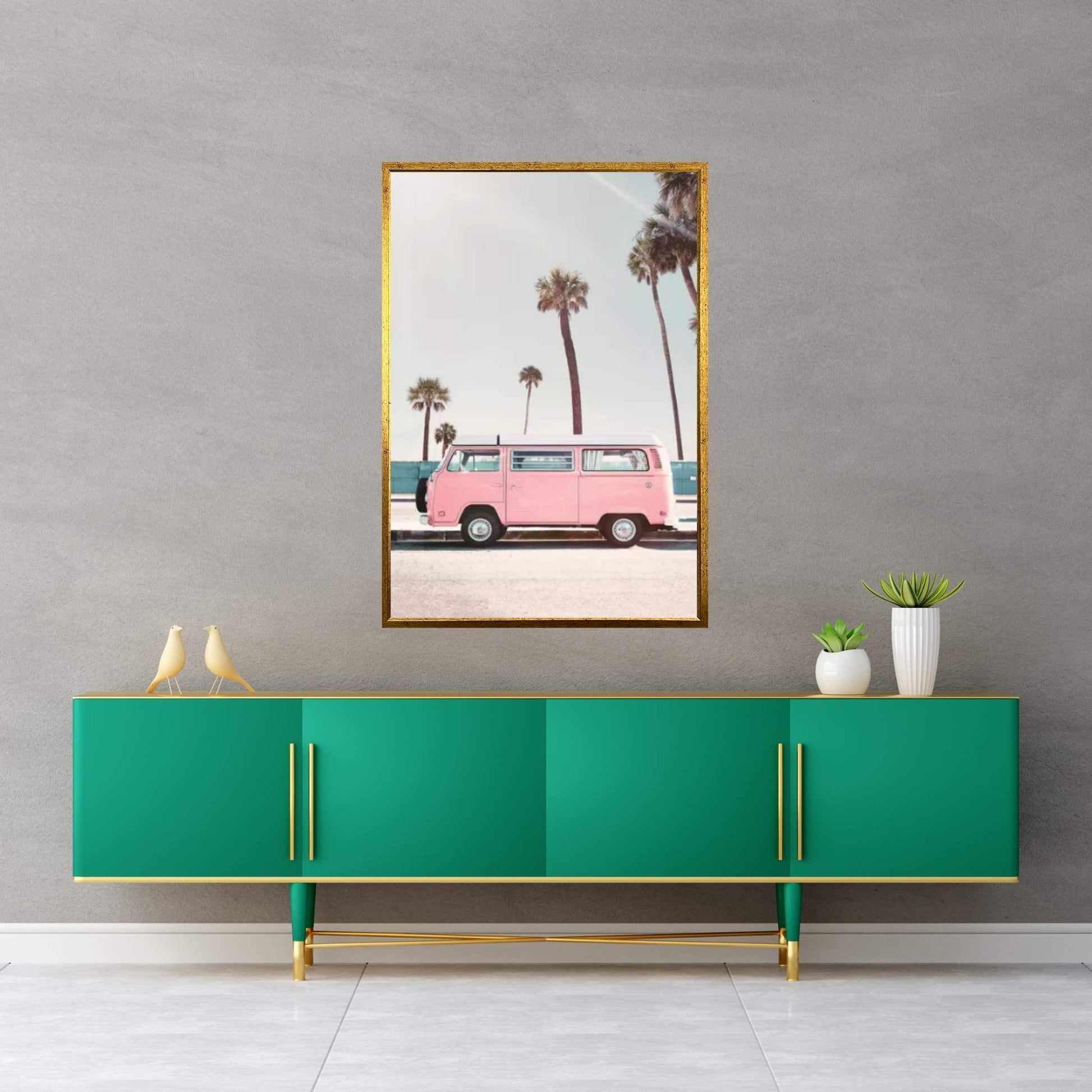 Pink Van Canvas Wall Art - Y Canvas