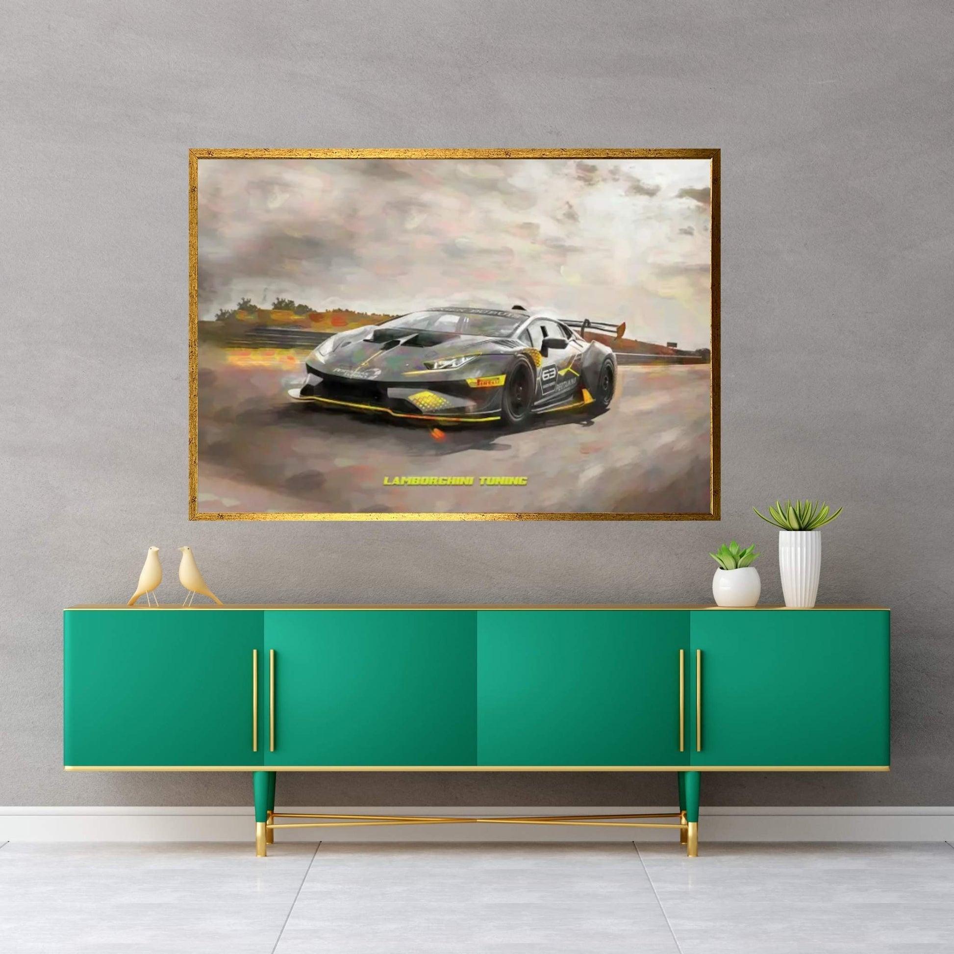 Lamborghini Tuning V2 In Watercolor Canvas Wall Art - Y Canvas