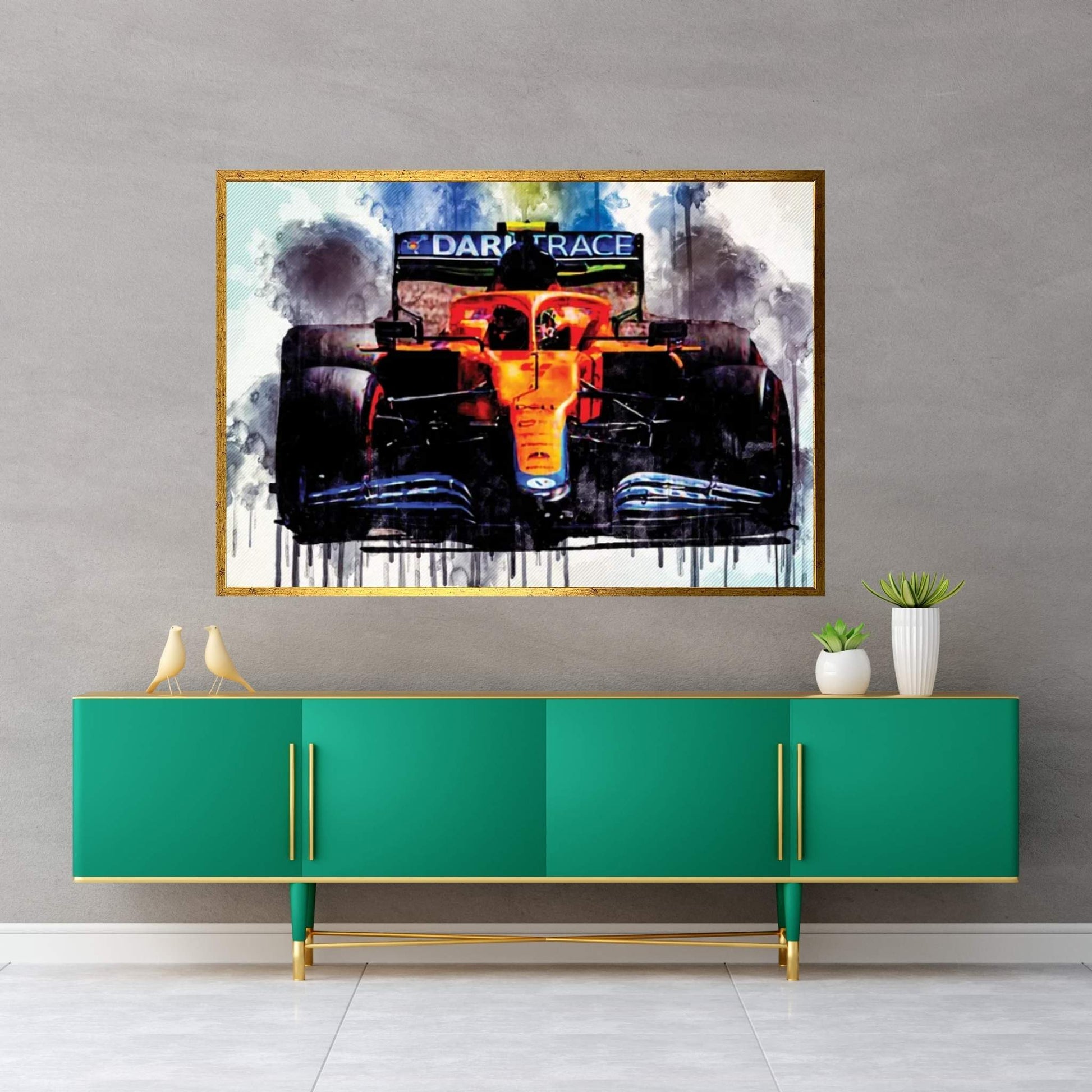 Lando Norris Raceway Mclaren Mcl35M On Track Formula 1 2021 F1 Cars Sportscars Canvas Wall Art - Y Canvas