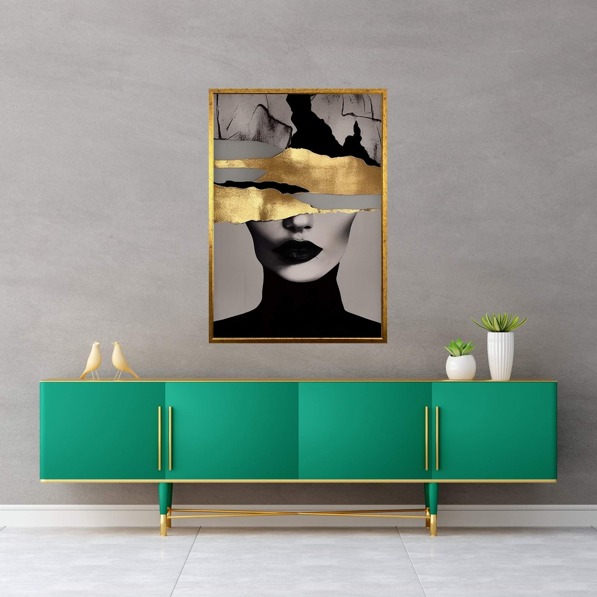 Modern Woman Gold Details Canvas Wall Art - Y Canvas