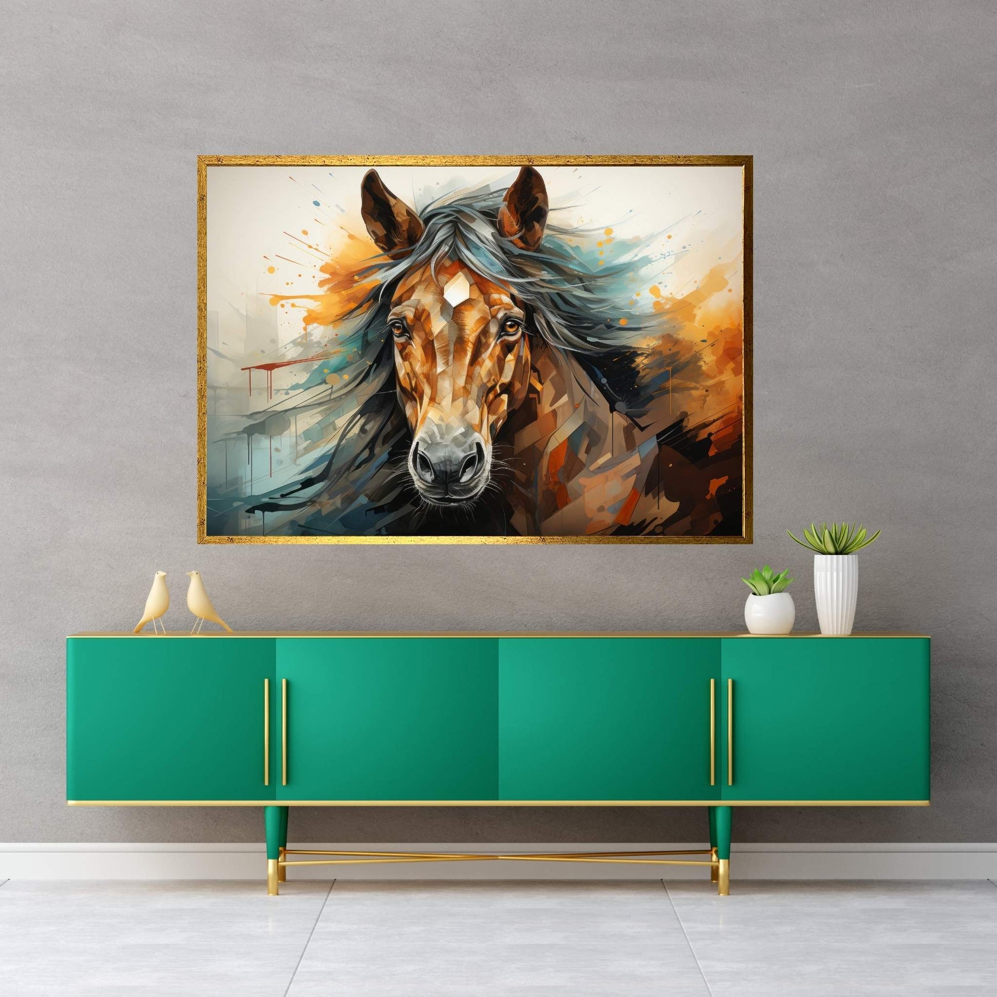 Beautiful Brown Horse Canvas Wall Art , Animal Wall Art - Y Canvas
