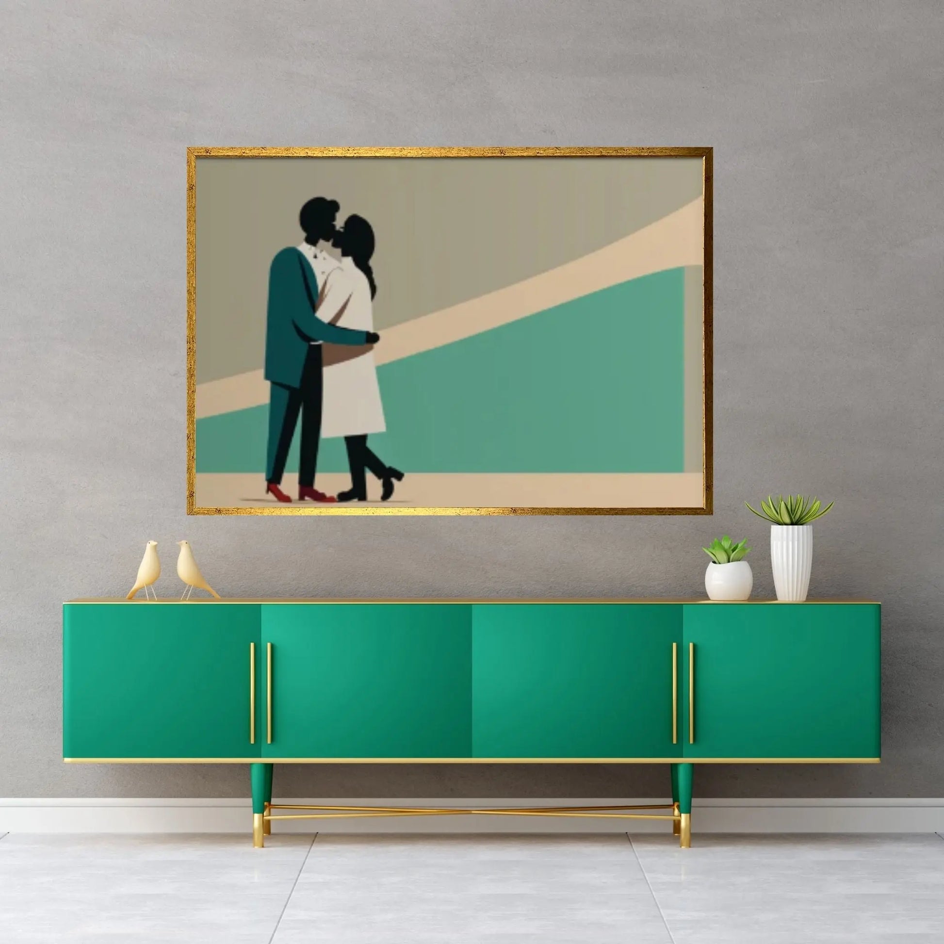 Love Canvas Decor, Hugging Couples, Love Wall Decor, Kissing Man and Woman Art - Y Canvas