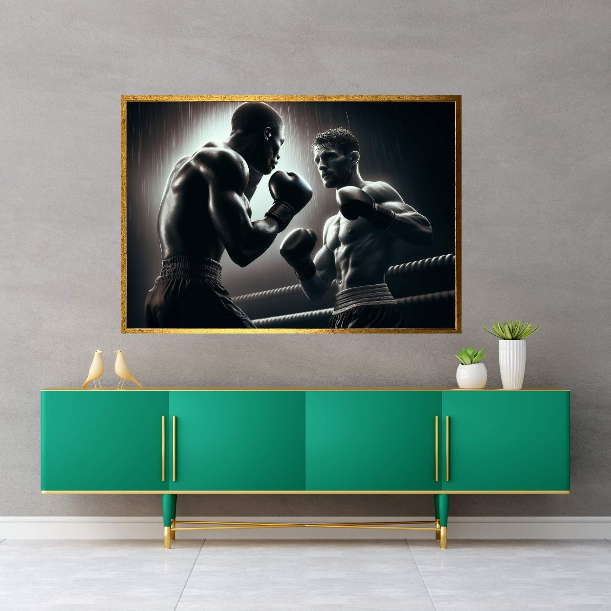 Black African Boxer, Fist and Victory, Boxing Canvas Wall Art - Y Canvas