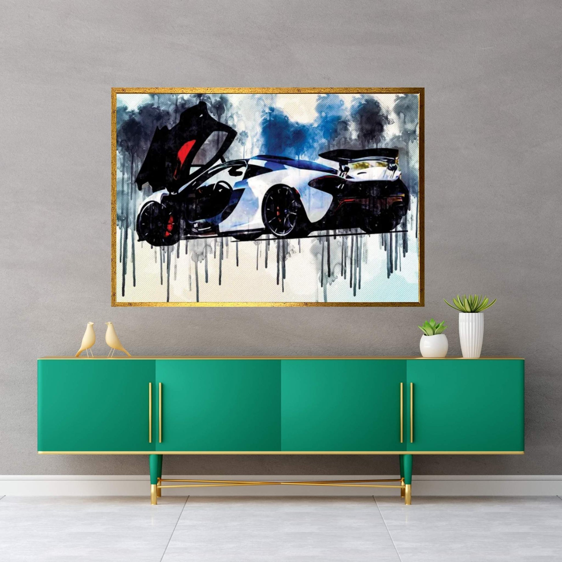 Mclaren P1 2020 Rear View Exterior White Supercar Hypercar British Sports Cars Canvas Wall Art - Y Canvas