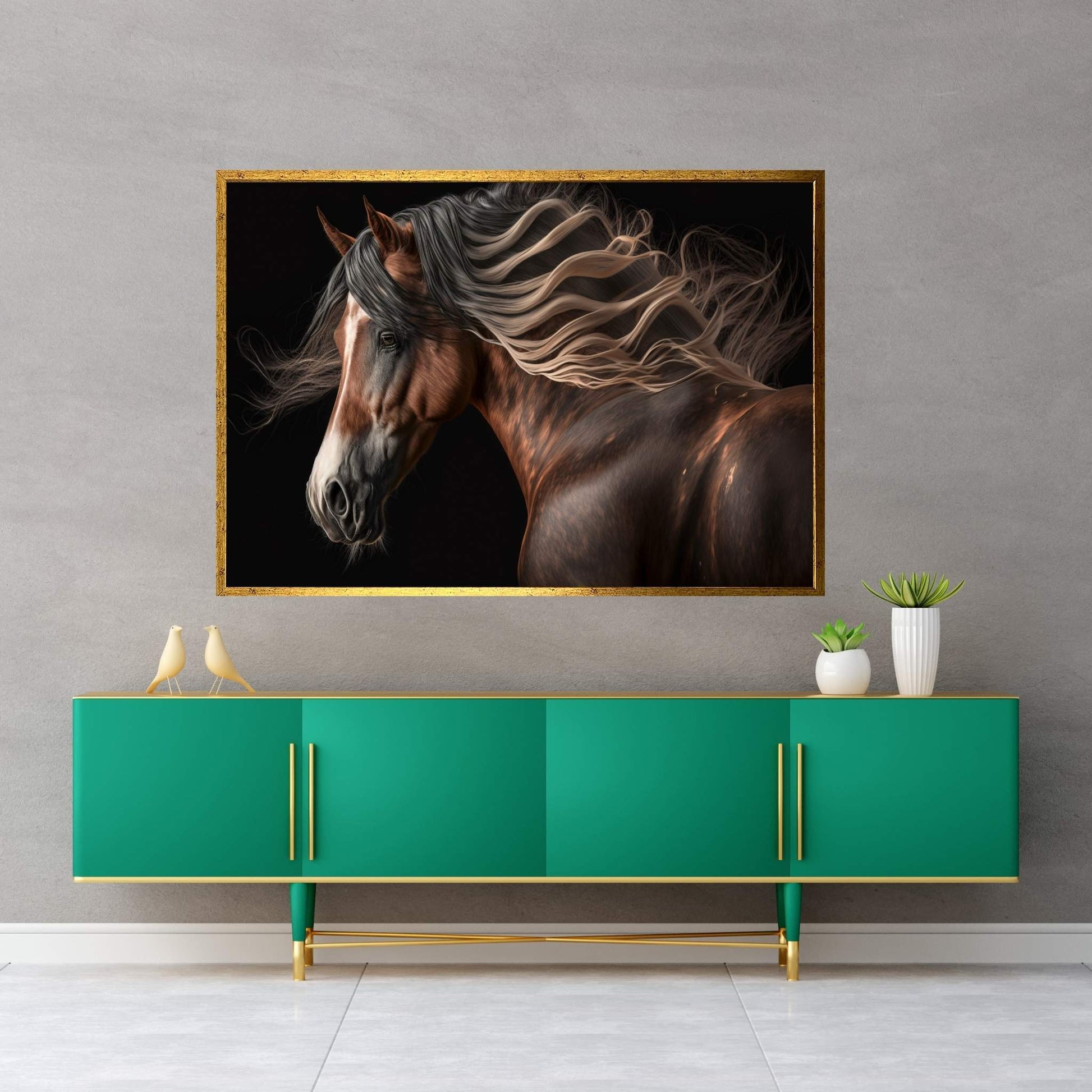 Beautiful Brown Horse Canvas Wall Art , Animal Wall Art - Y Canvas