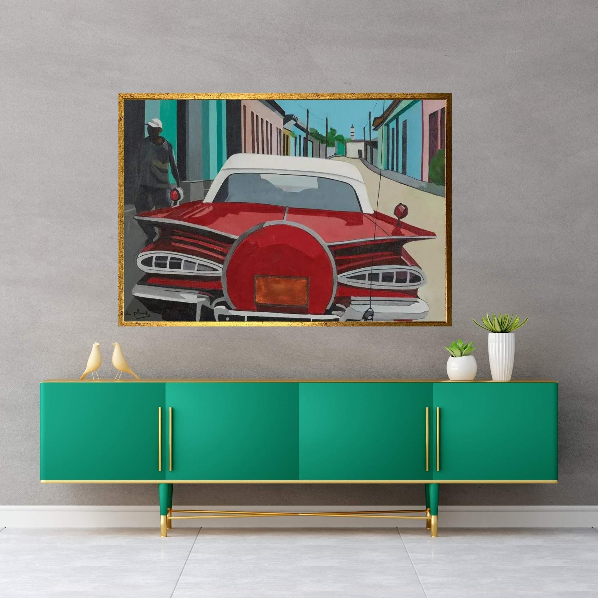 Red Car Canvas Wall Art - Y Canvas