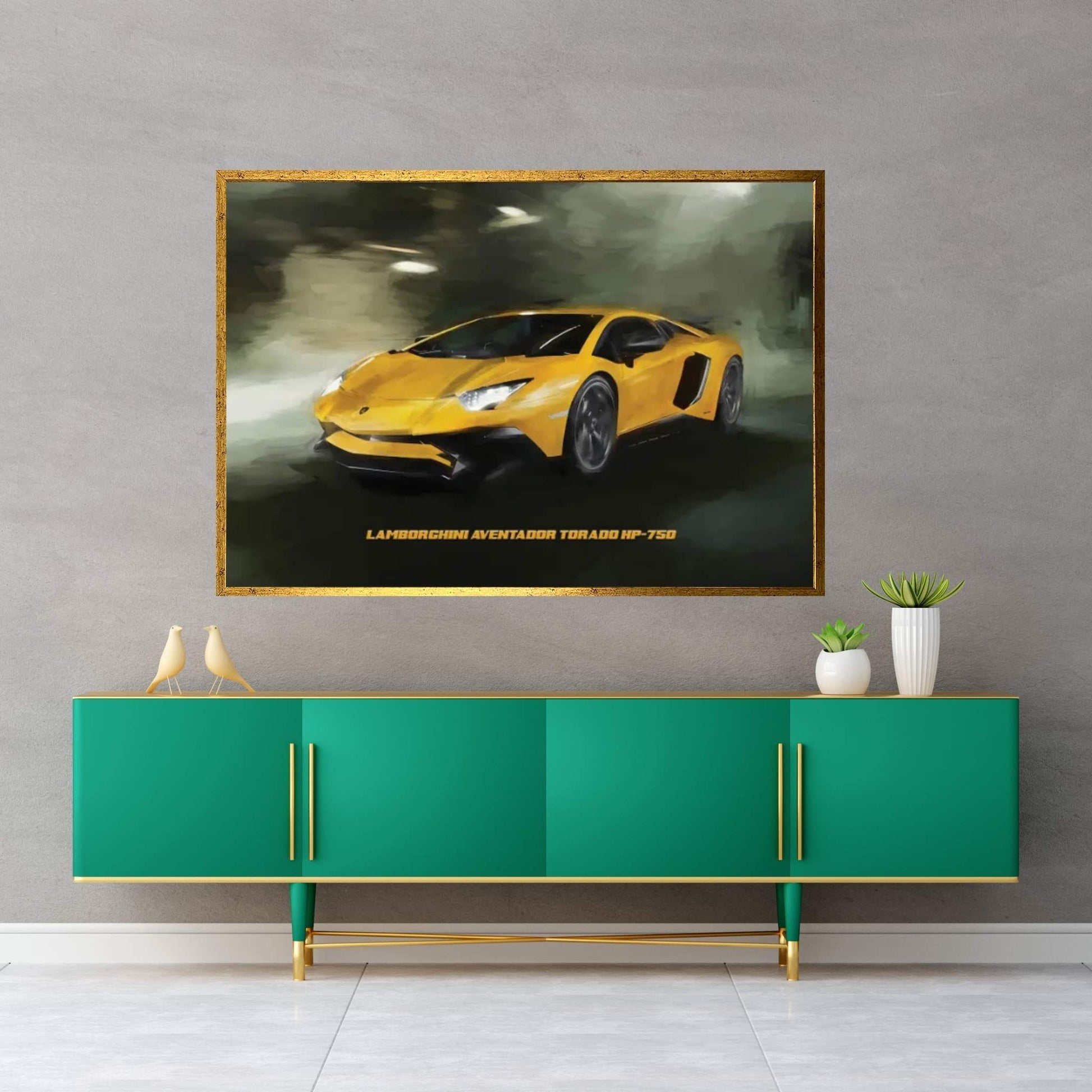 Lamborghini Aventador Tornado HP-750 In Watercolor Canvas Wall Art - Y Canvas