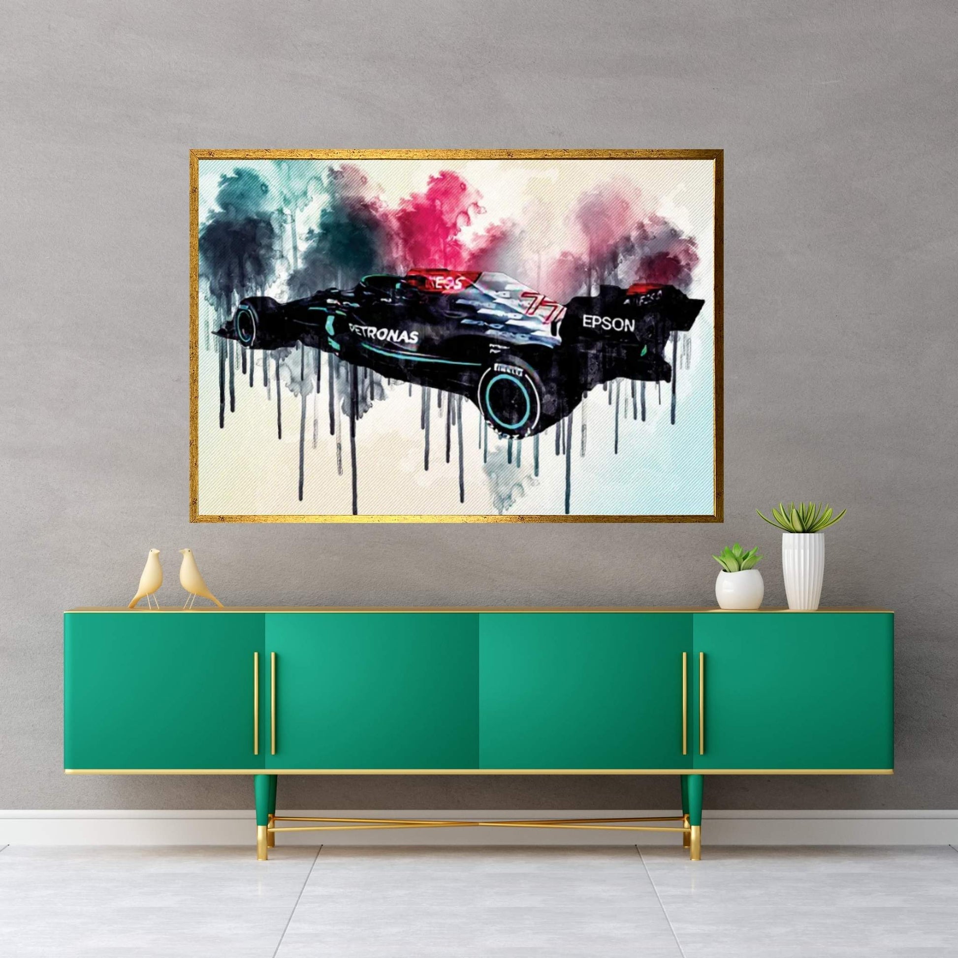 Mercedes-Amg F1 W12 E Performance 2021 Rear View Exterior F1 2021 Race Cars Formula 1 Canvas Wall Art - Y Canvas