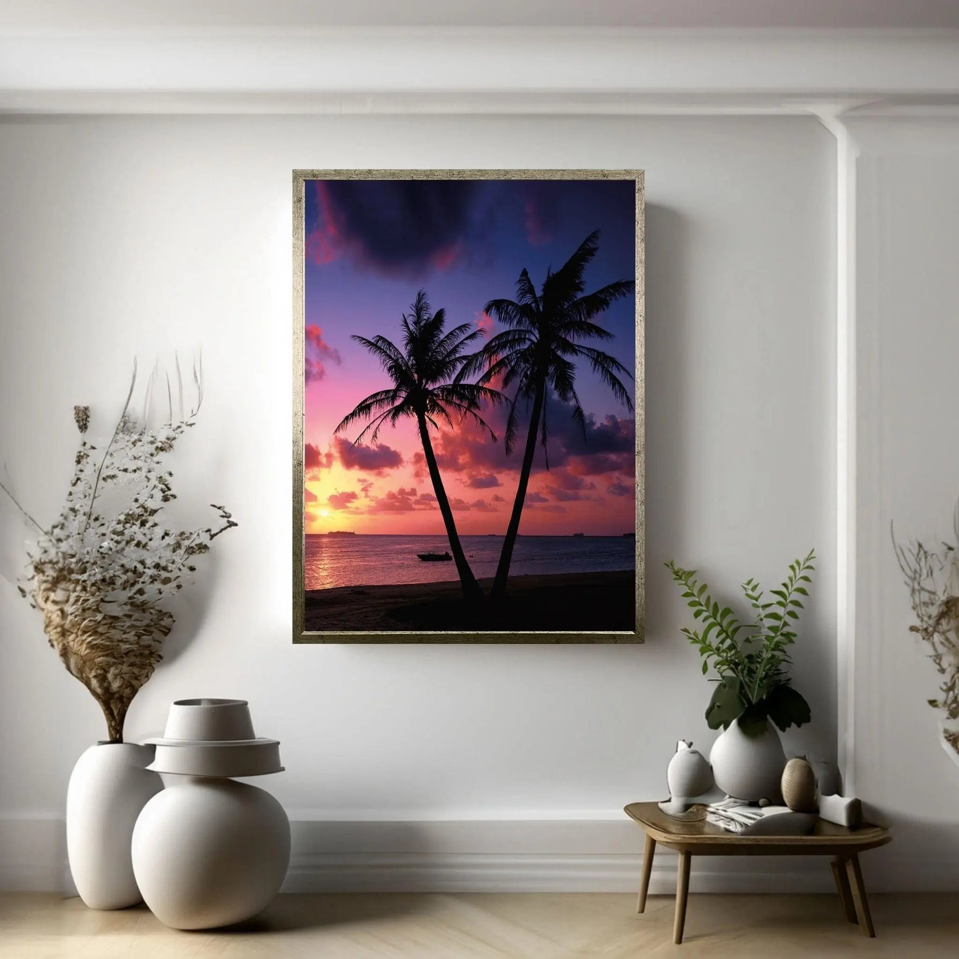 Sunset on the Beach Print on Canvas , Canvas Wall Set , Extra Large Wall Art Ready To Hang - Y Canvas
