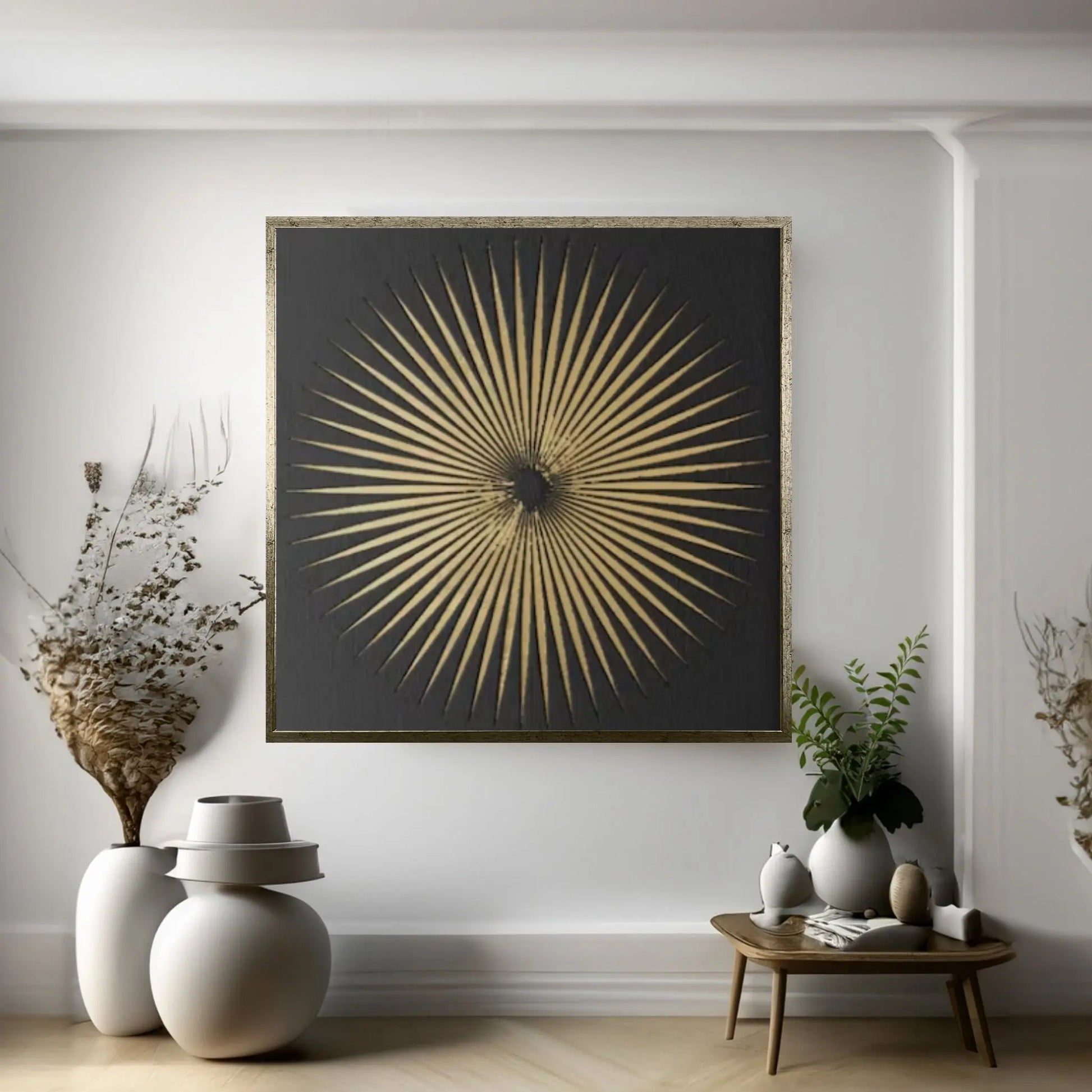 Golden Circle Oil Painting on Canvas Original Modern Textured Painting Abstract Living Room Wall Art - Y Canvas