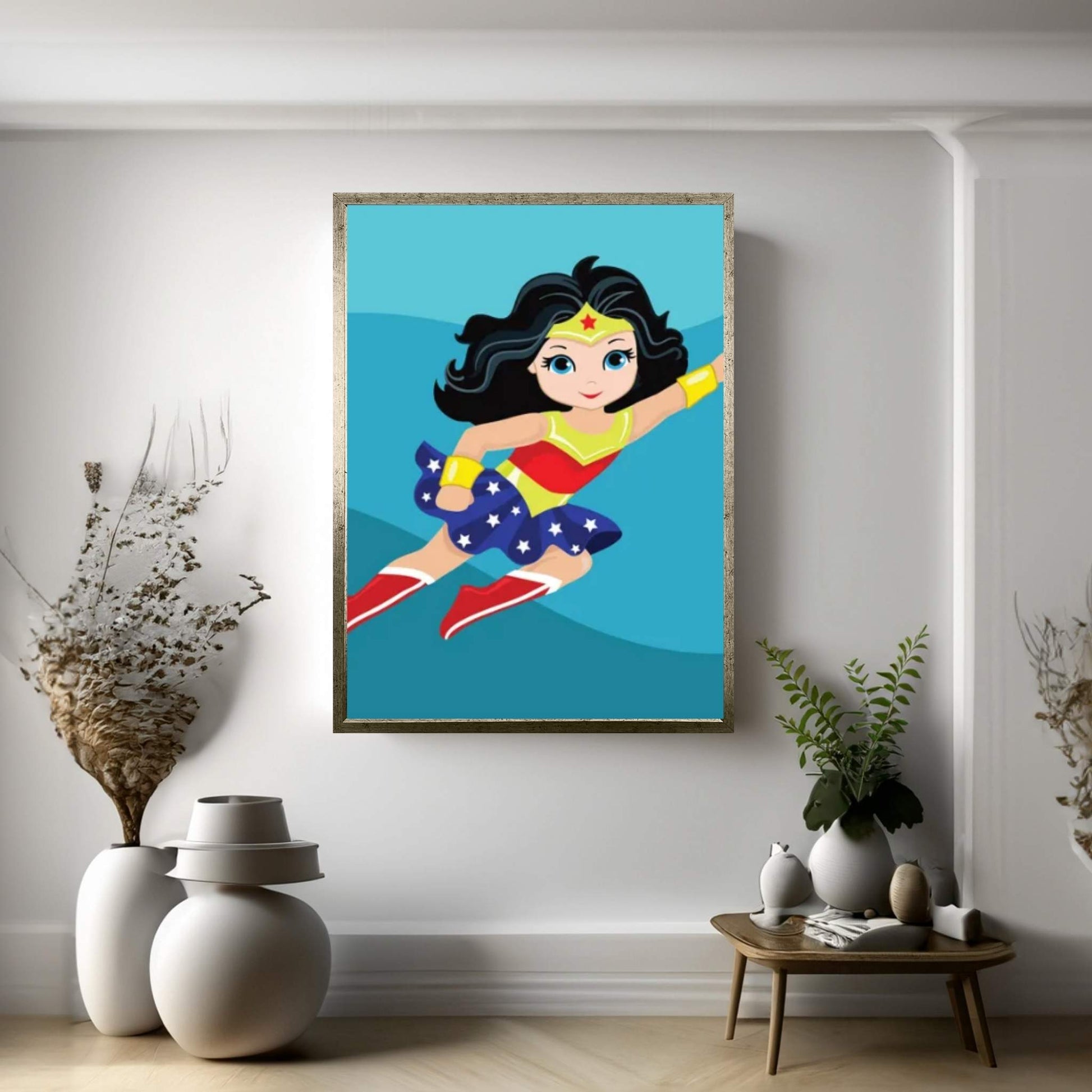 Wonder Women In Flight Canvas Wall Art - Y Canvas