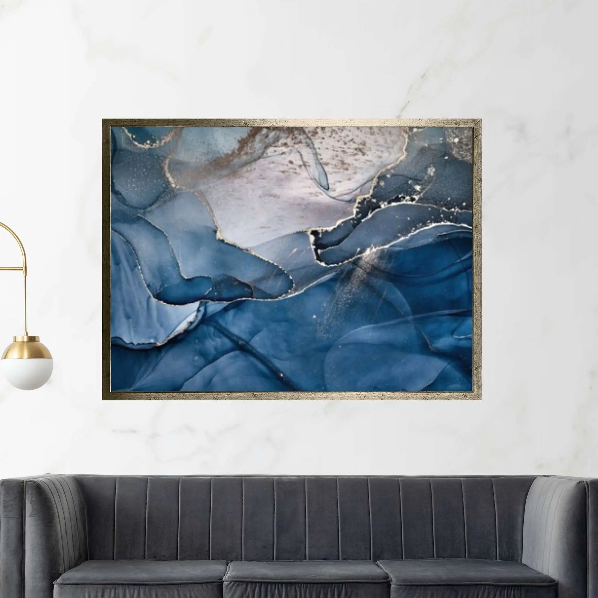 Blue Abstract Wall Art Abstract Painting, Abstract Marble Print Marble Abstract - Y Canvas