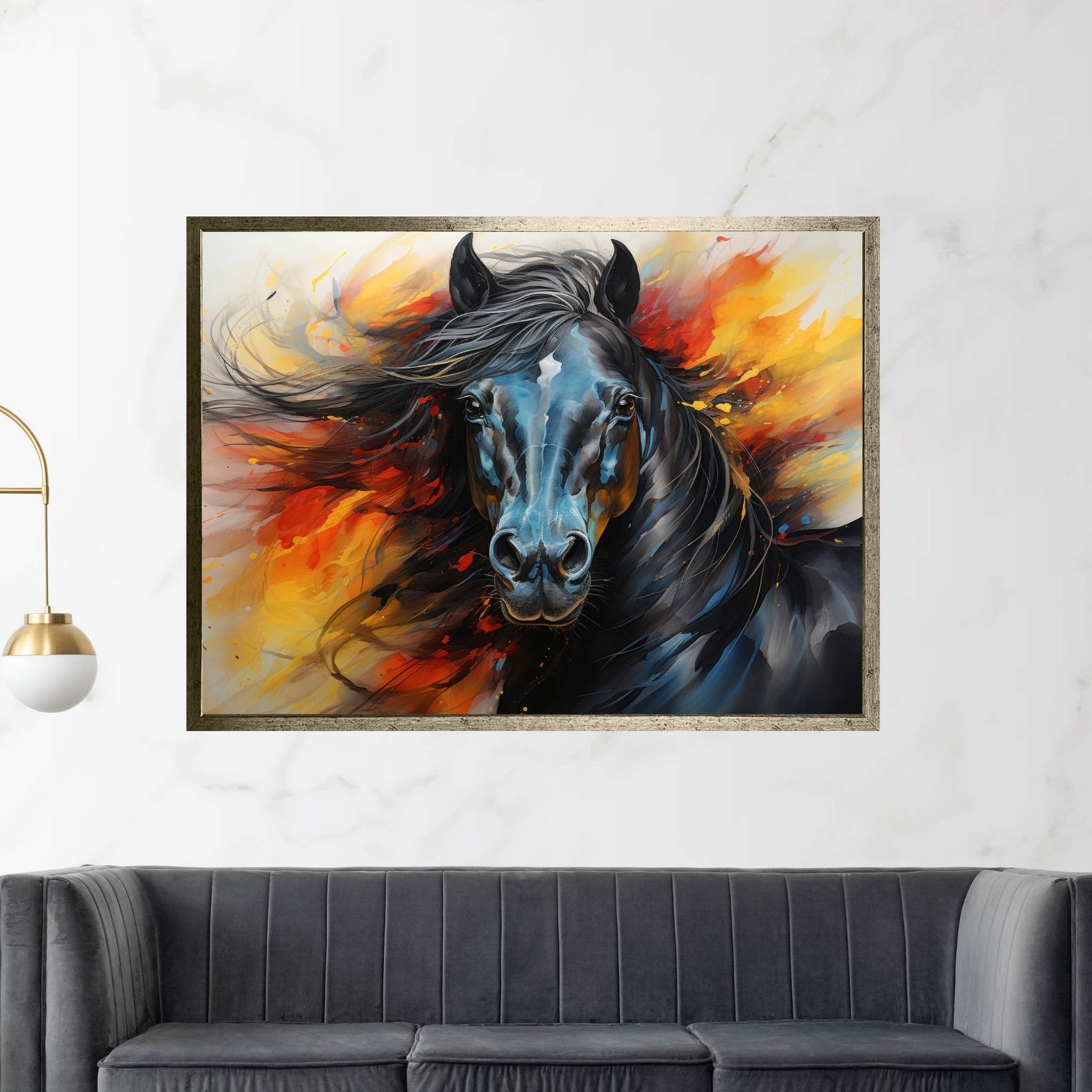 Beautiful Black Horse Canvas Wall Art , Animal Wall Art - Y Canvas