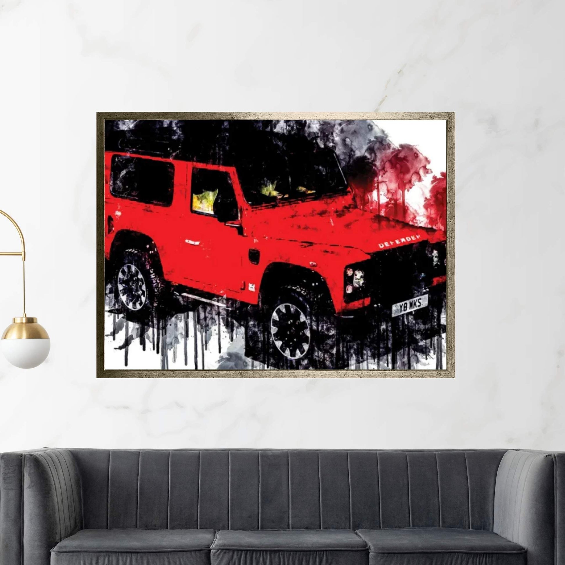 Car 2018 Land Rover Defender 90 Works V8 - Fine Art Print Canvas Wall Art - Y Canvas