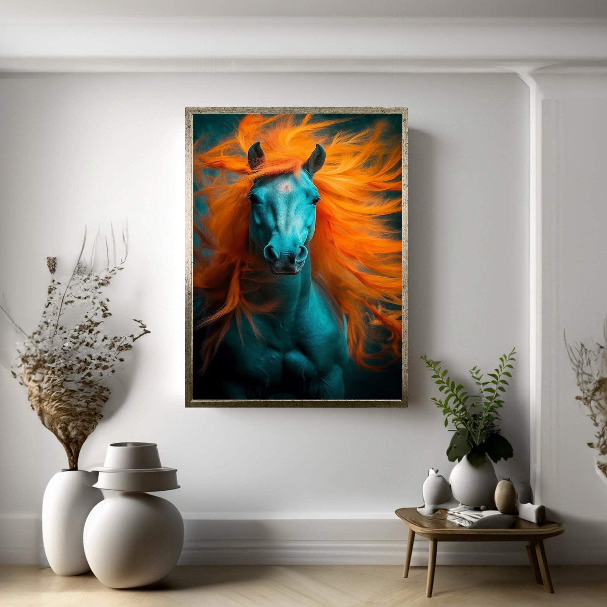 Beautiful White Horse Canvas Wall Art , Animal Wall Art - Y Canvas