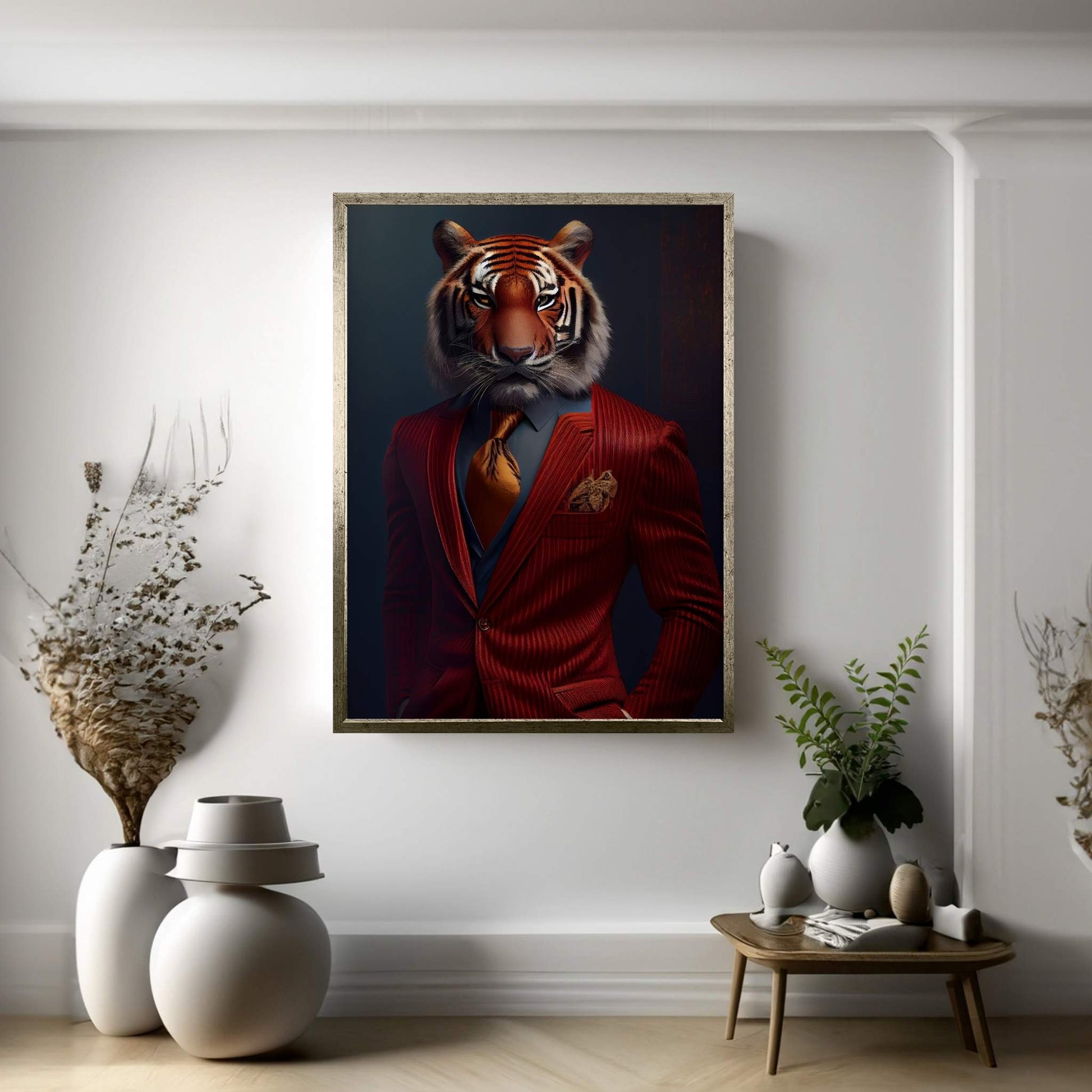Businnes Tiger Wall Art, Tiger Canvas Art, Animal Wall Art - Y Canvas