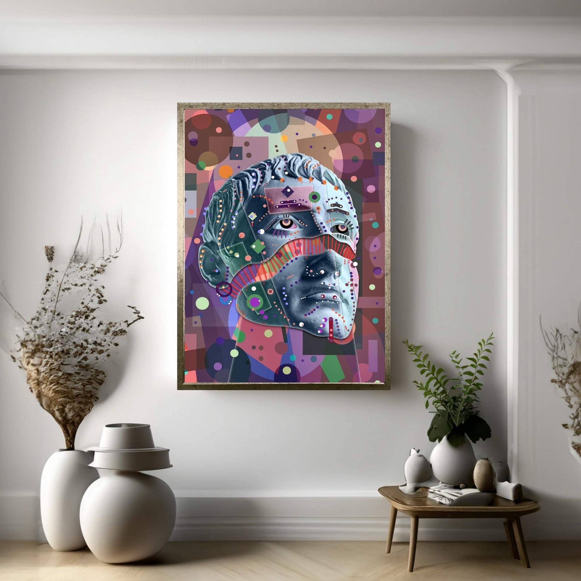 Abstract Modern Line Human Portrait Colored Canvas Wall Art - Y Canvas