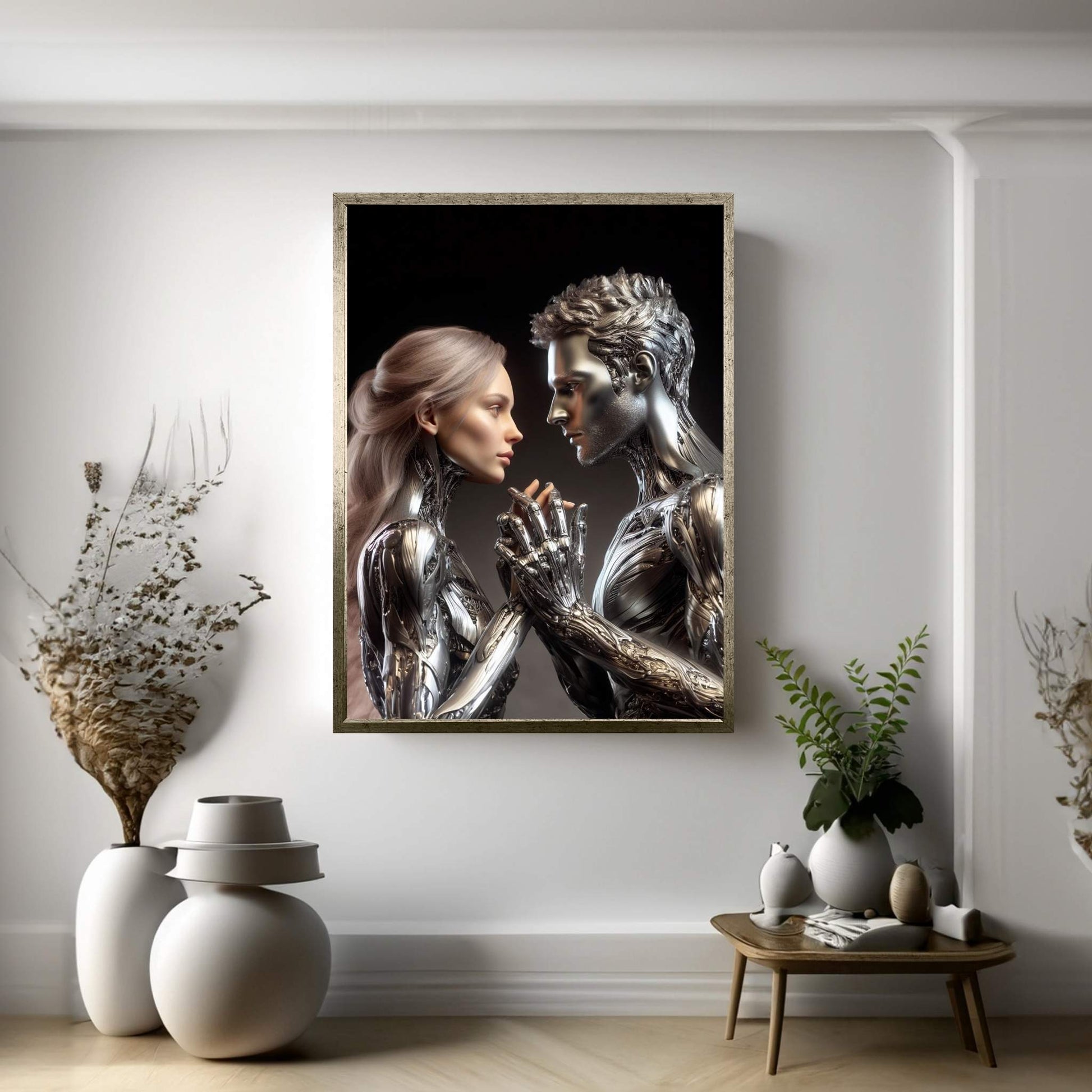 Metalic Love Couple Canvas Wall Art - Y Canvas