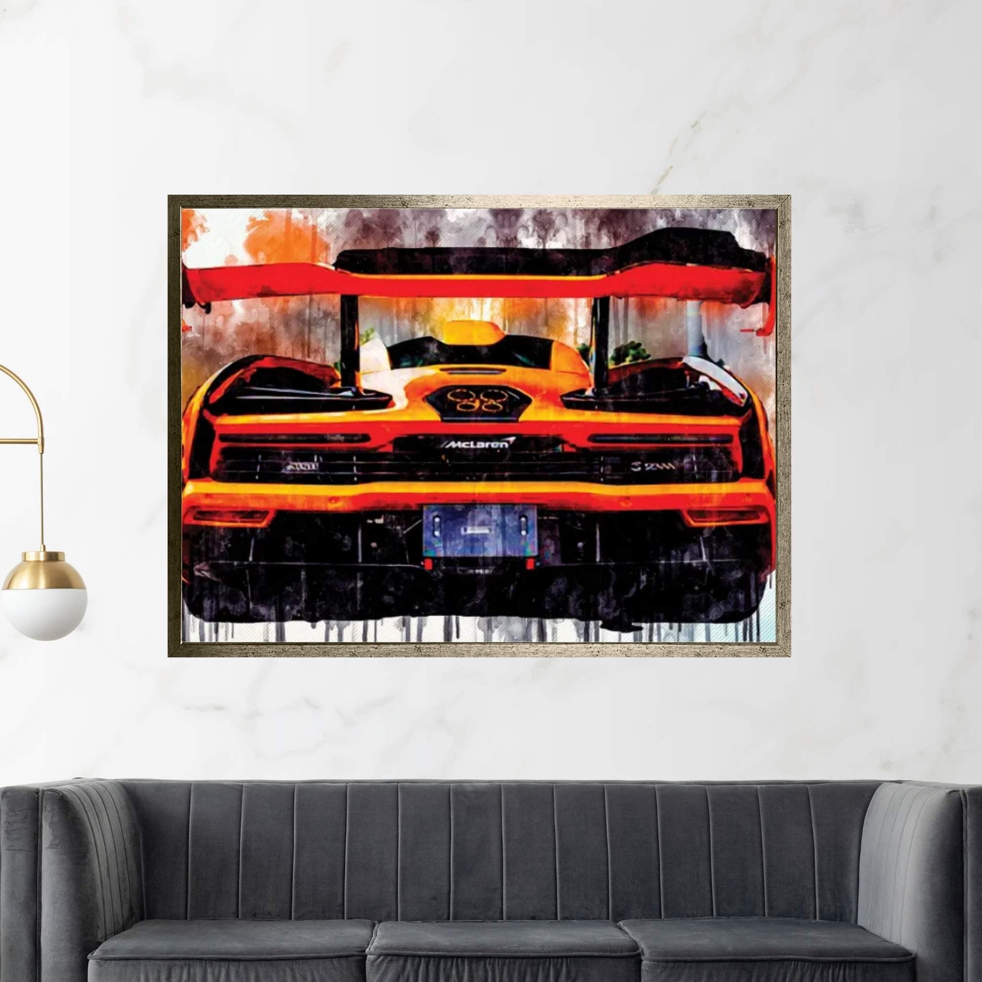 Mclaren Senna Rear View Orange Hypercar Orange Supercar British Sports Cars Canvas Wall Art - Y Canvas
