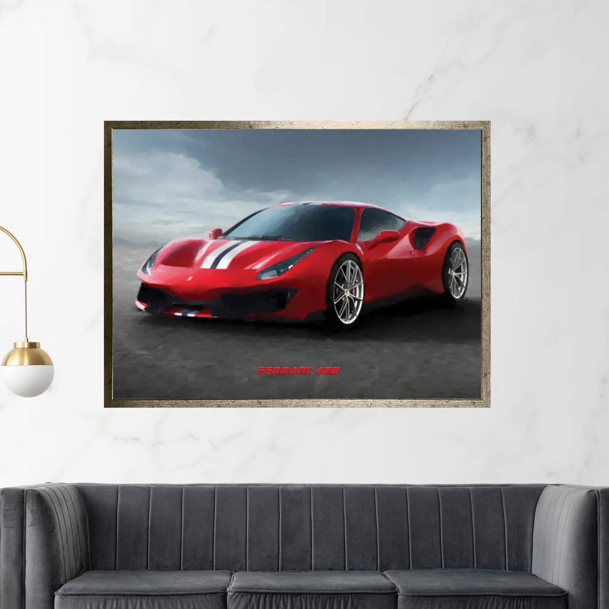 Ferrari 488 V-2 In Watercolor Canvas Wall Art - Y Canvas