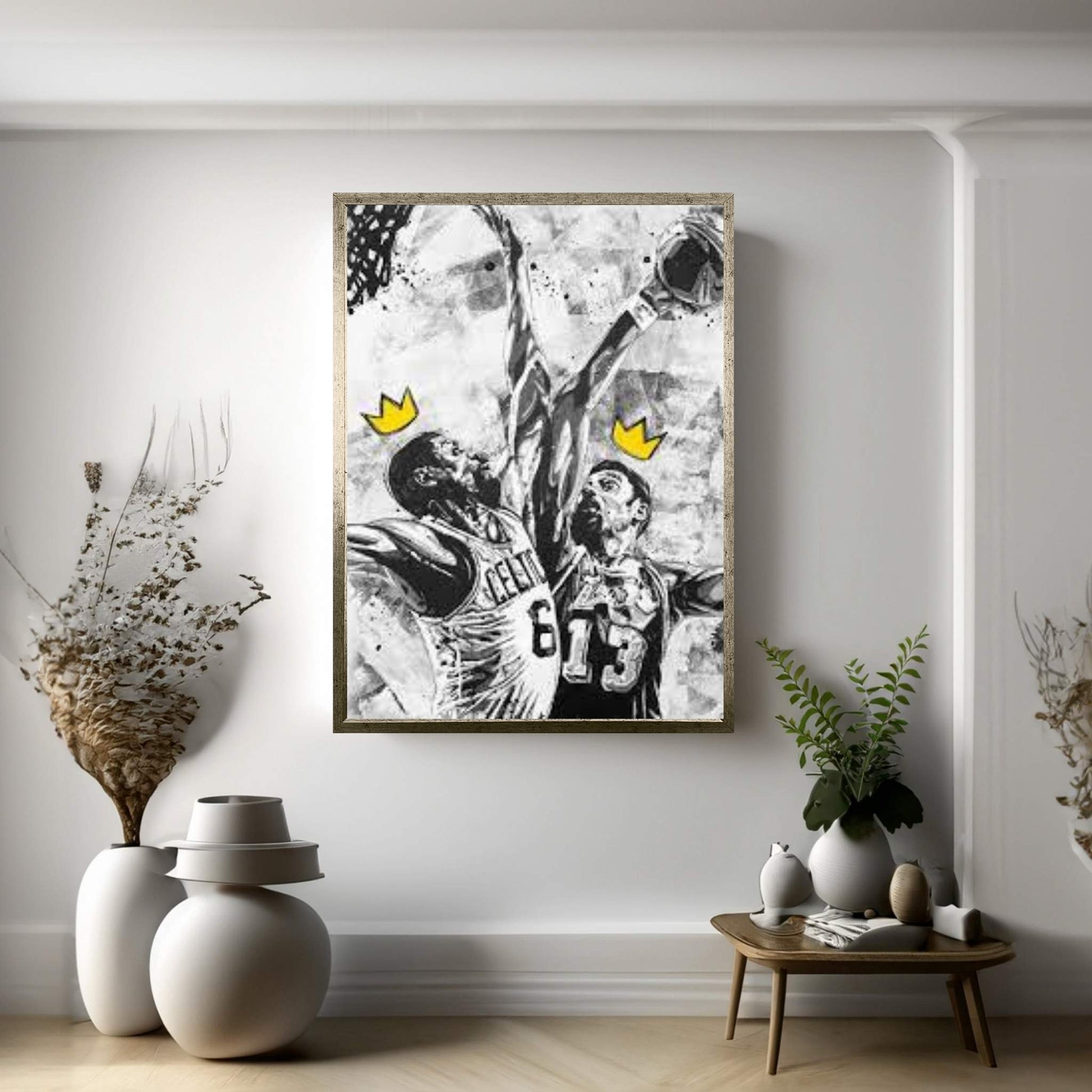 Wilt Chamberlain & Bill Russell Canvas Wall Art - Y Canvas