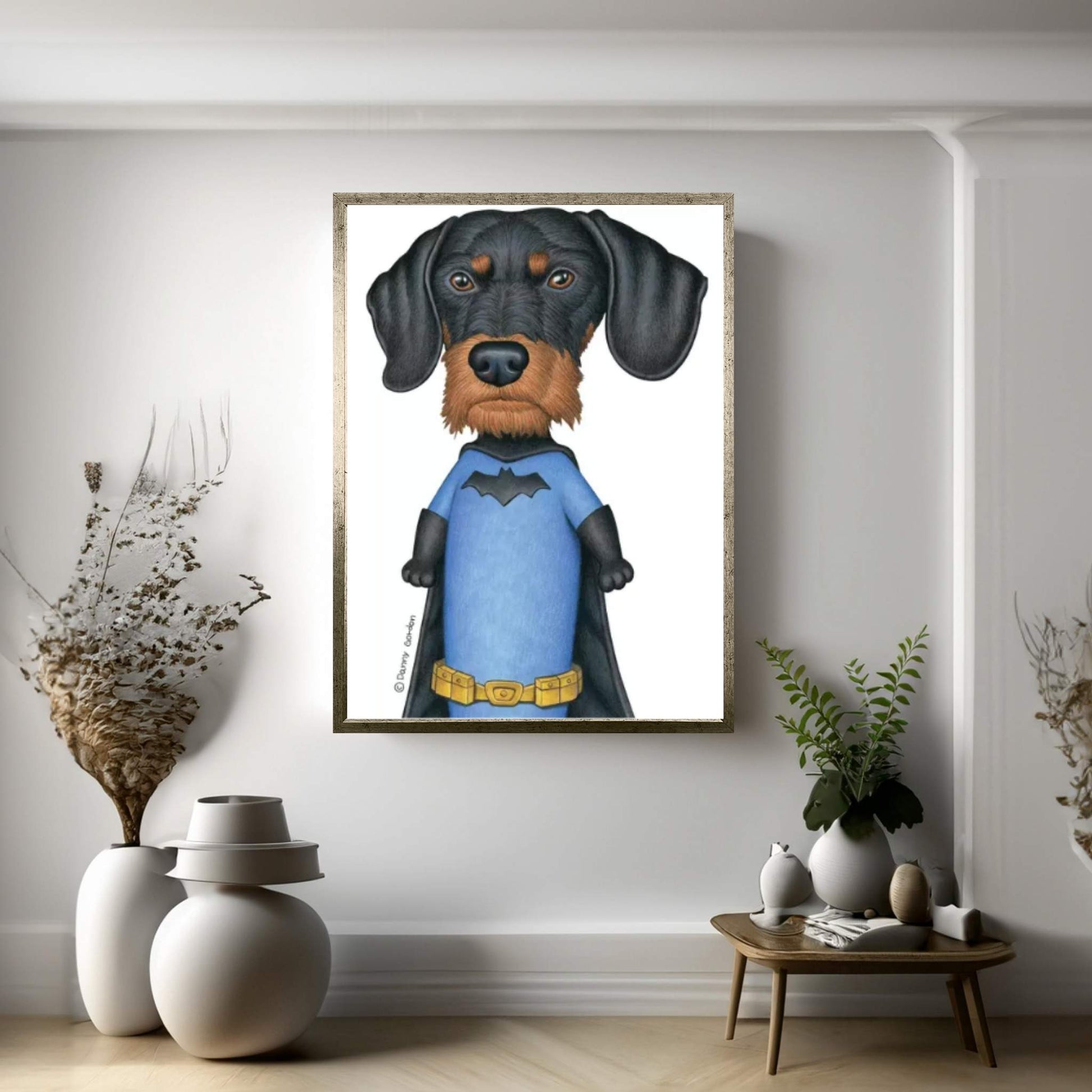 Dachshund Batman Canvas Wall Art - Y Canvas