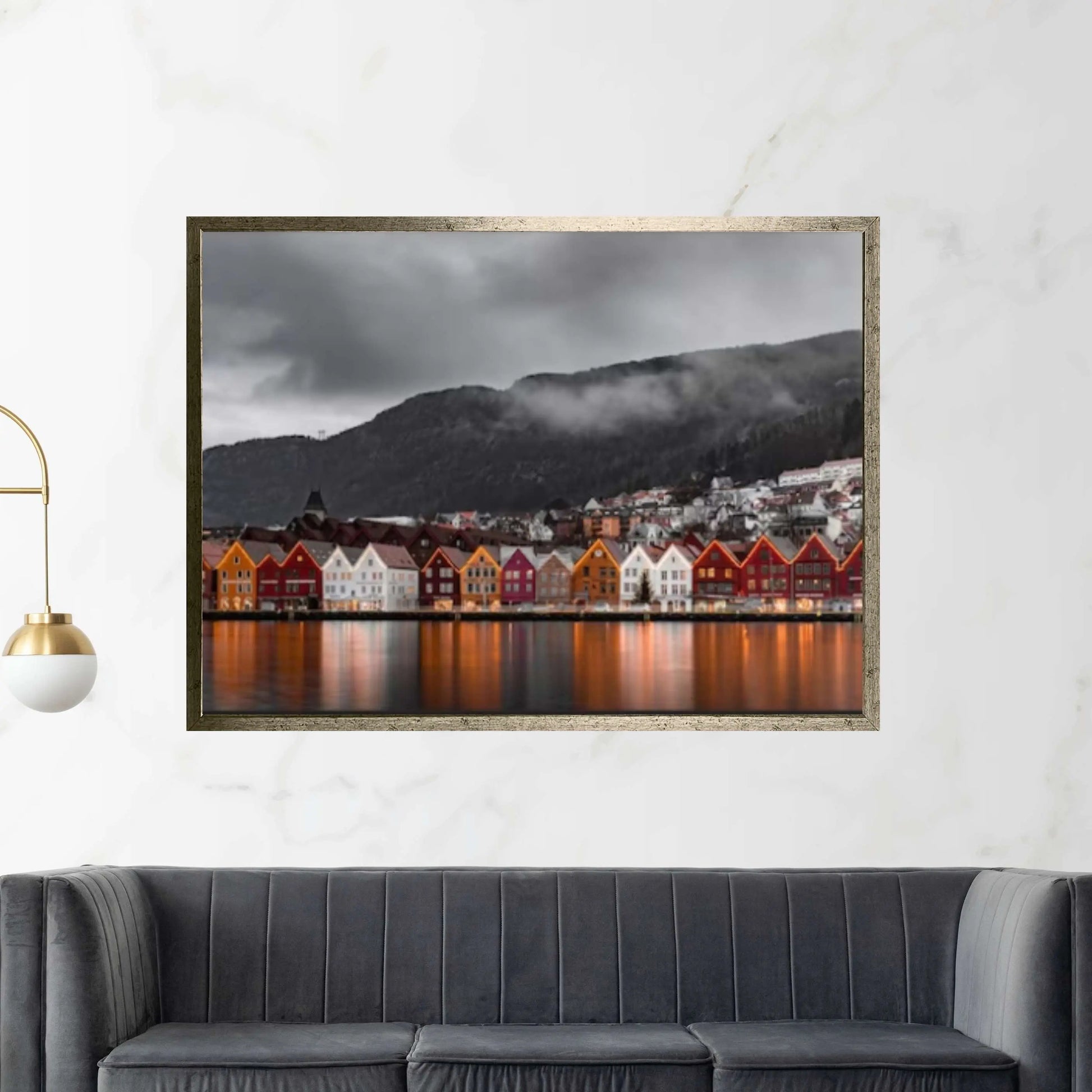 Norway Art Canvas Poster/Gift/Printed Famous Places Art Canvas-Bryggen Bergen Pictures Wall Art - Y Canvas