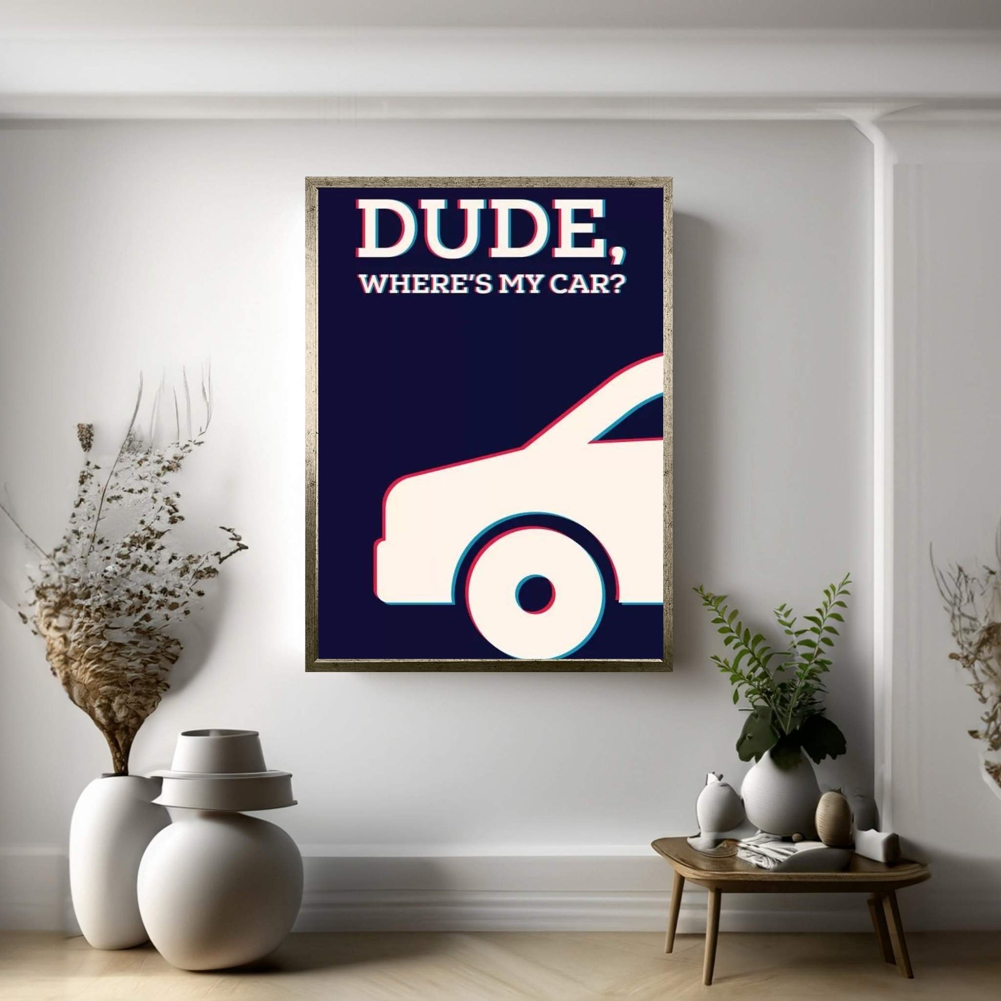 Dude Where's My Car Minimalist Poster Canvas Wall Art - Y Canvas