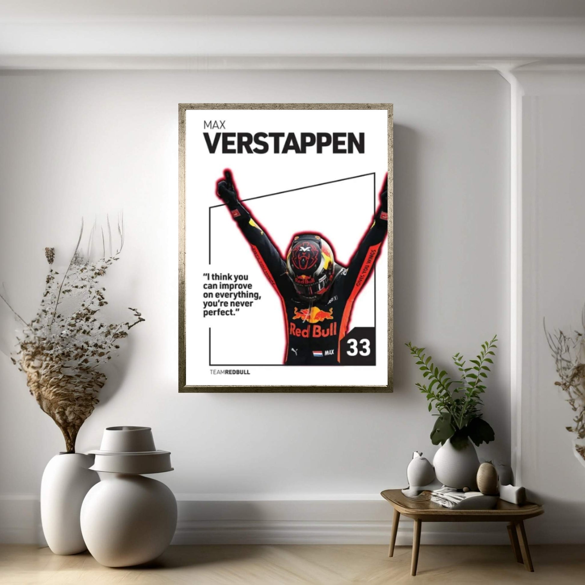 Max Verstappen (White) Canvas Wall Art - Y Canvas