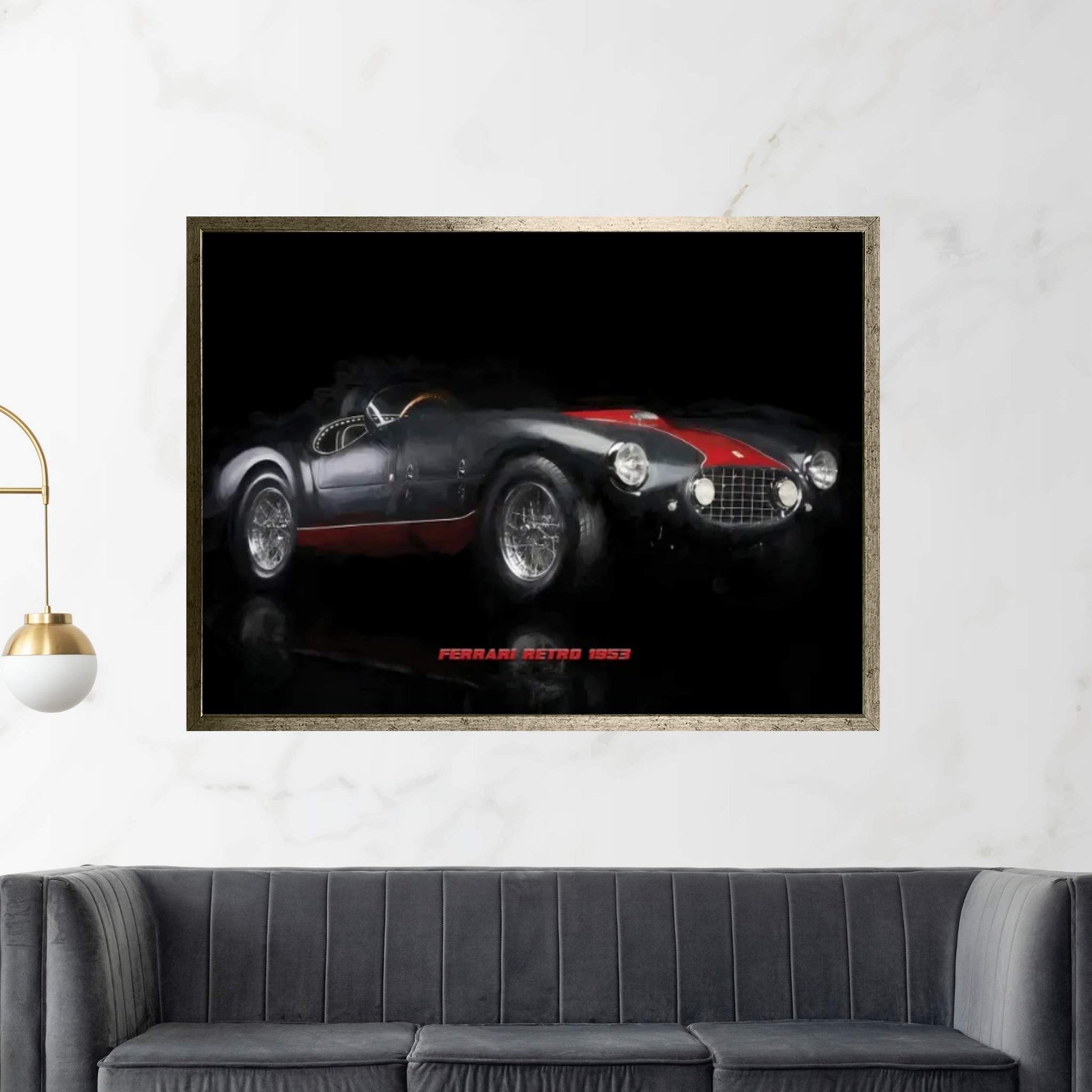 Ferrari Retro 1953 In Watercolor Canvas Wall Art - Y Canvas