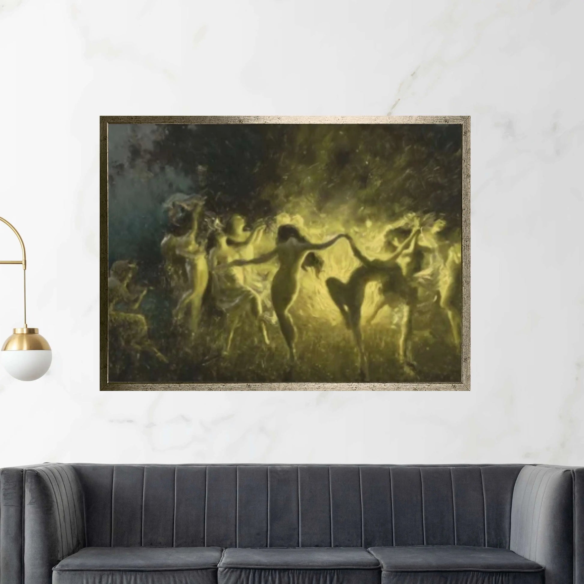 Joseph Tomanek /Large Size Painting, Witches Magic, Yellow Black,Original Large Art, Classic Art, Fire Dance (1889) Print On Canvas Or Paper - Y Canvas