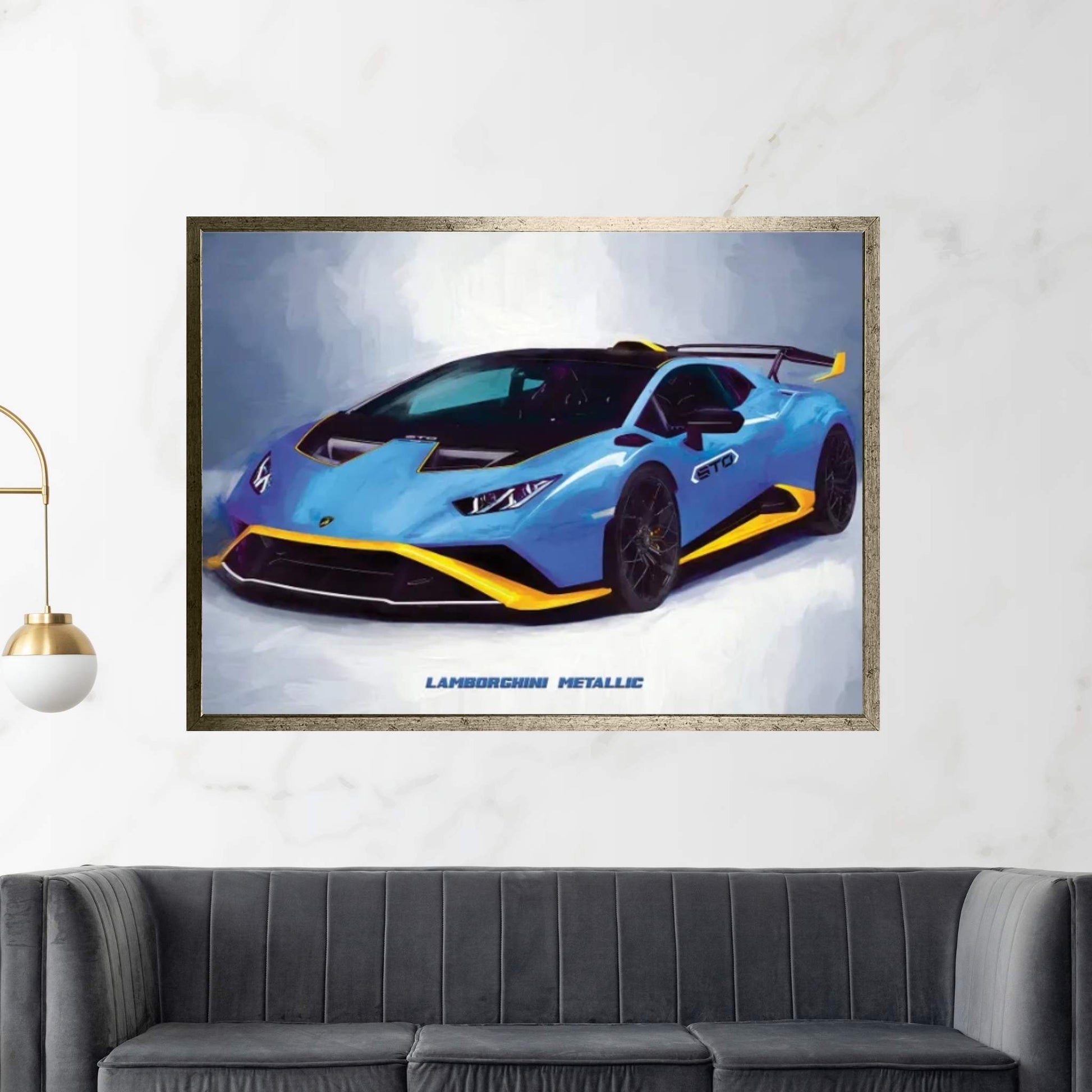 Lamborghini Metallic In Watercolor Canvas Wall Art - Y Canvas
