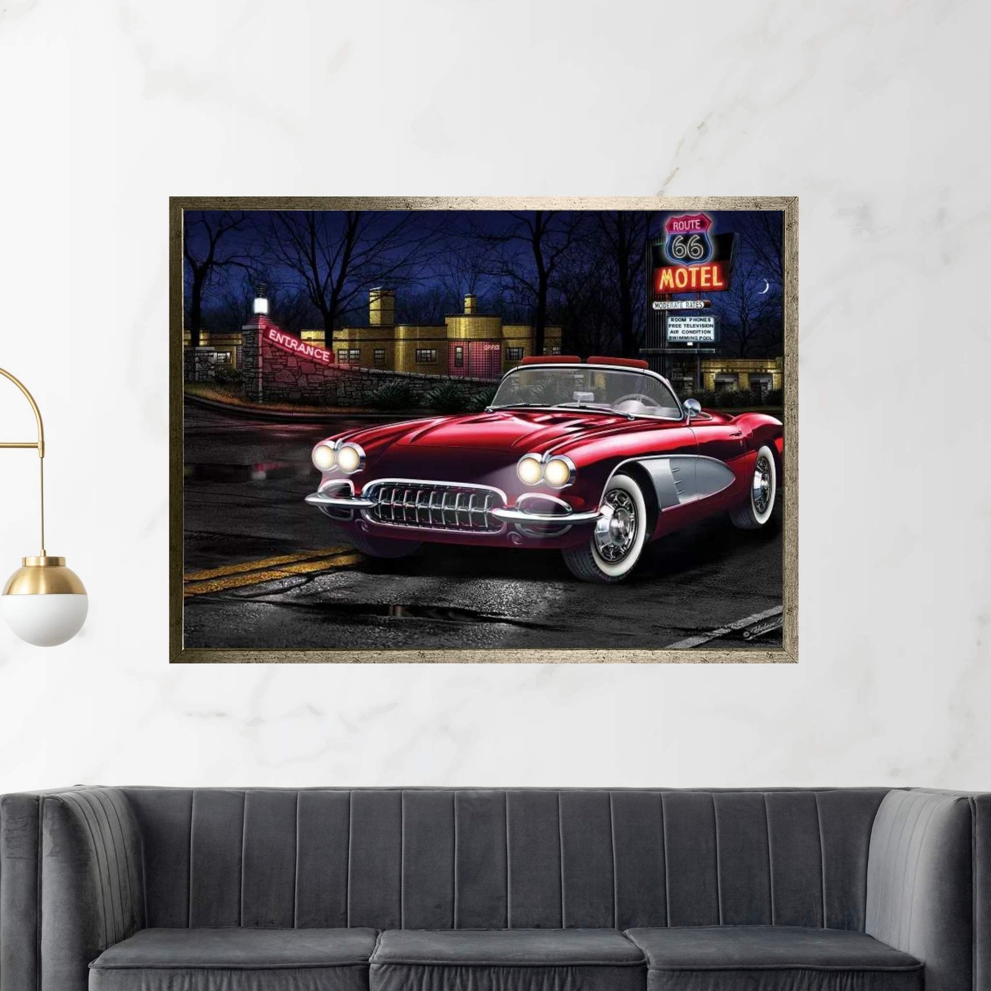 Red Vette 66 Canvas Wall Art - Y Canvas