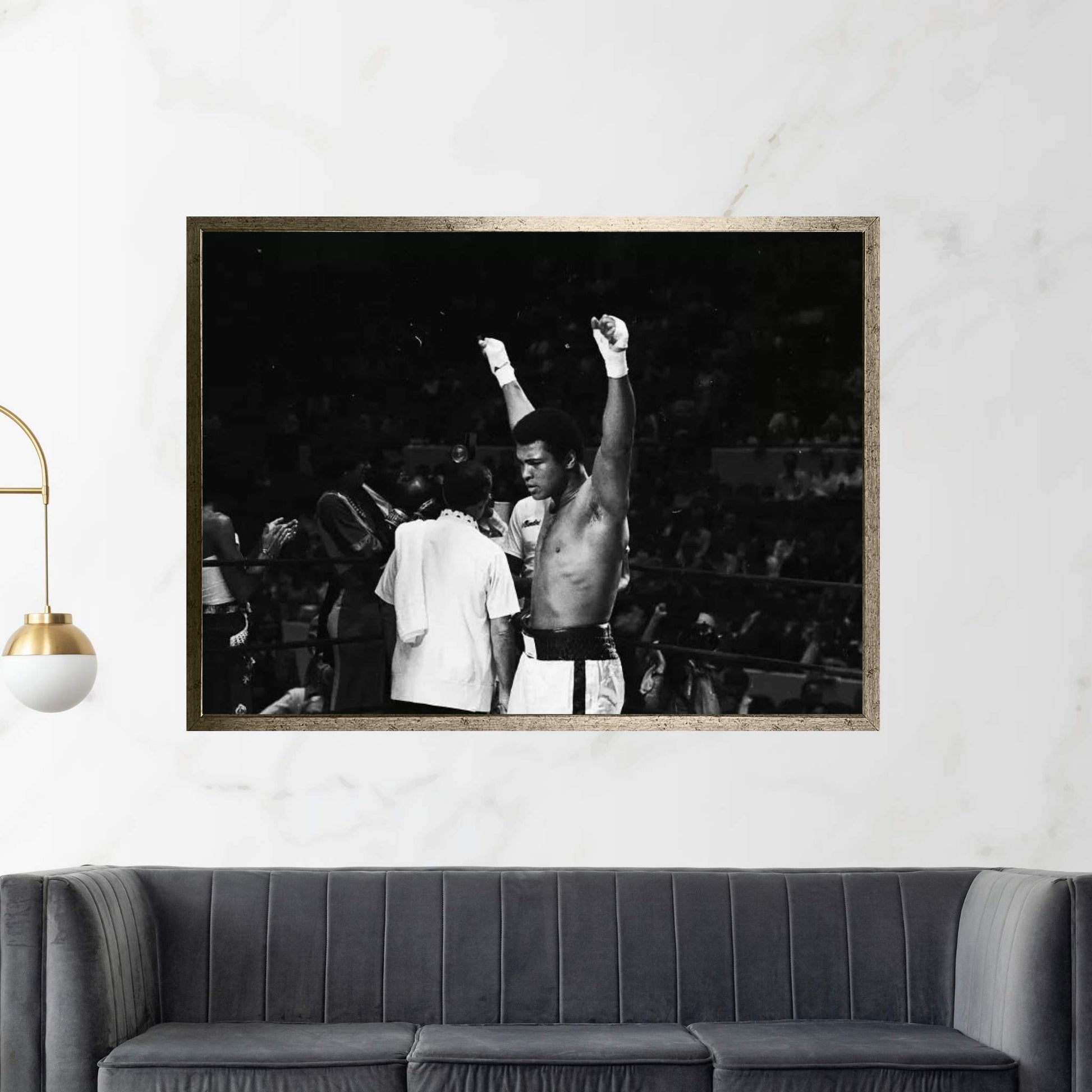 Muhammad Ali With Hands Raised Canvas Wall Art - Y Canvas