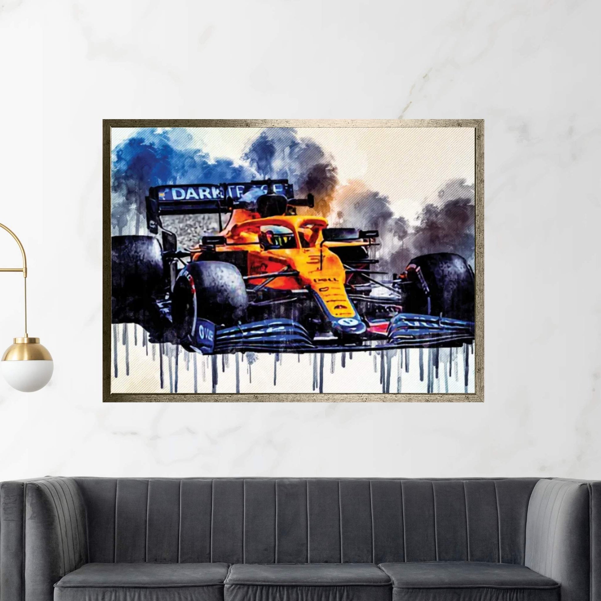 Daniel Ricciardo Mclaren Mcl35M On Track Raceway Formula 1 2021 F1 Cars Sportscars Canvas Wall Art - Y Canvas